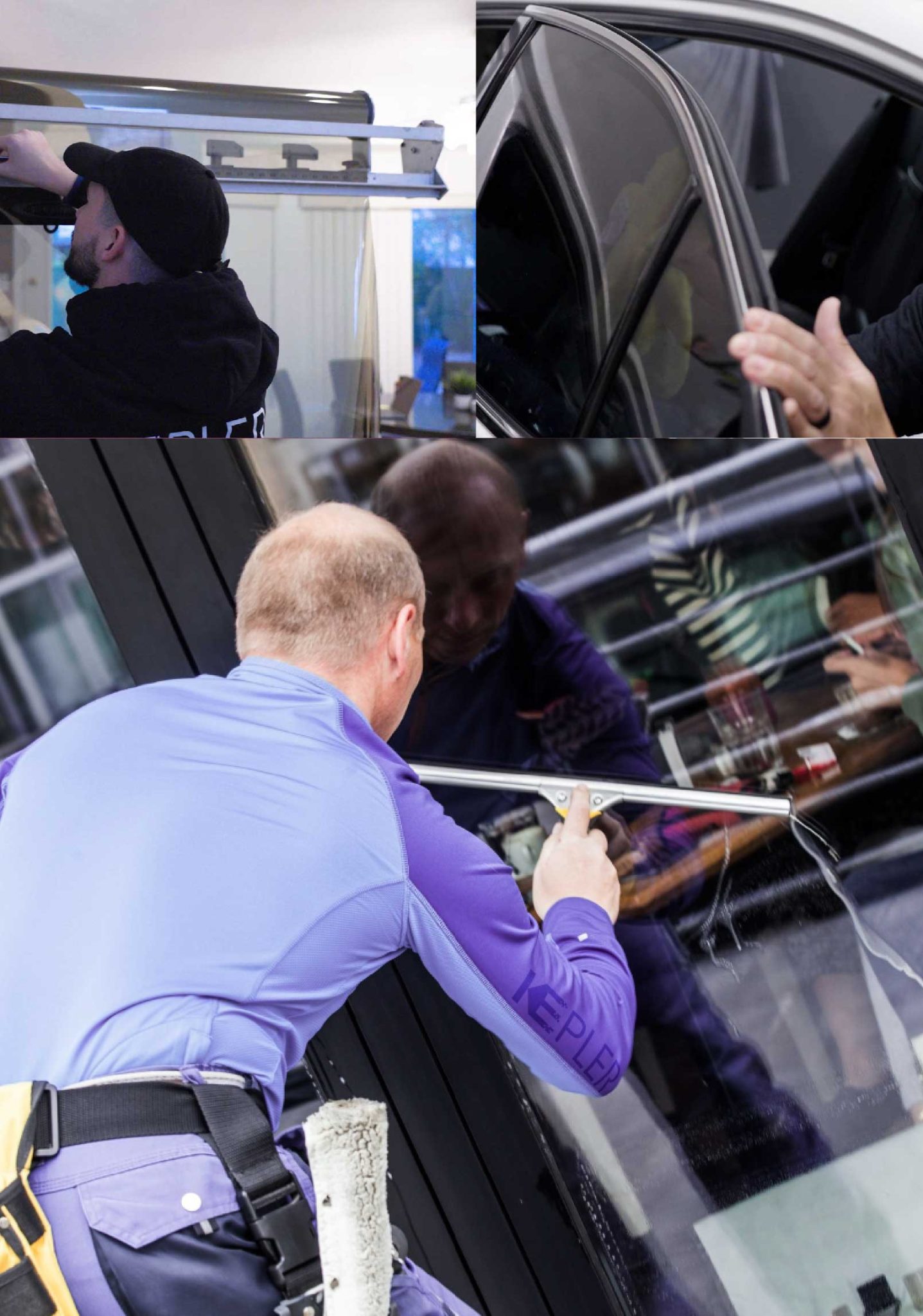 Kepler Skilled Applying Anti-Graffiti Window Film to a Santa Maria Shop Front