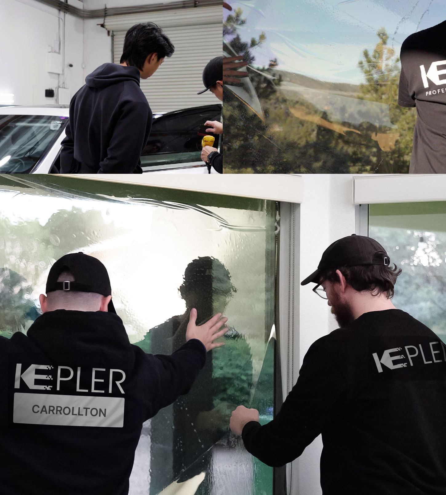 Kepler Technician Applying Advanced Window Tint to Home in Carrollton
