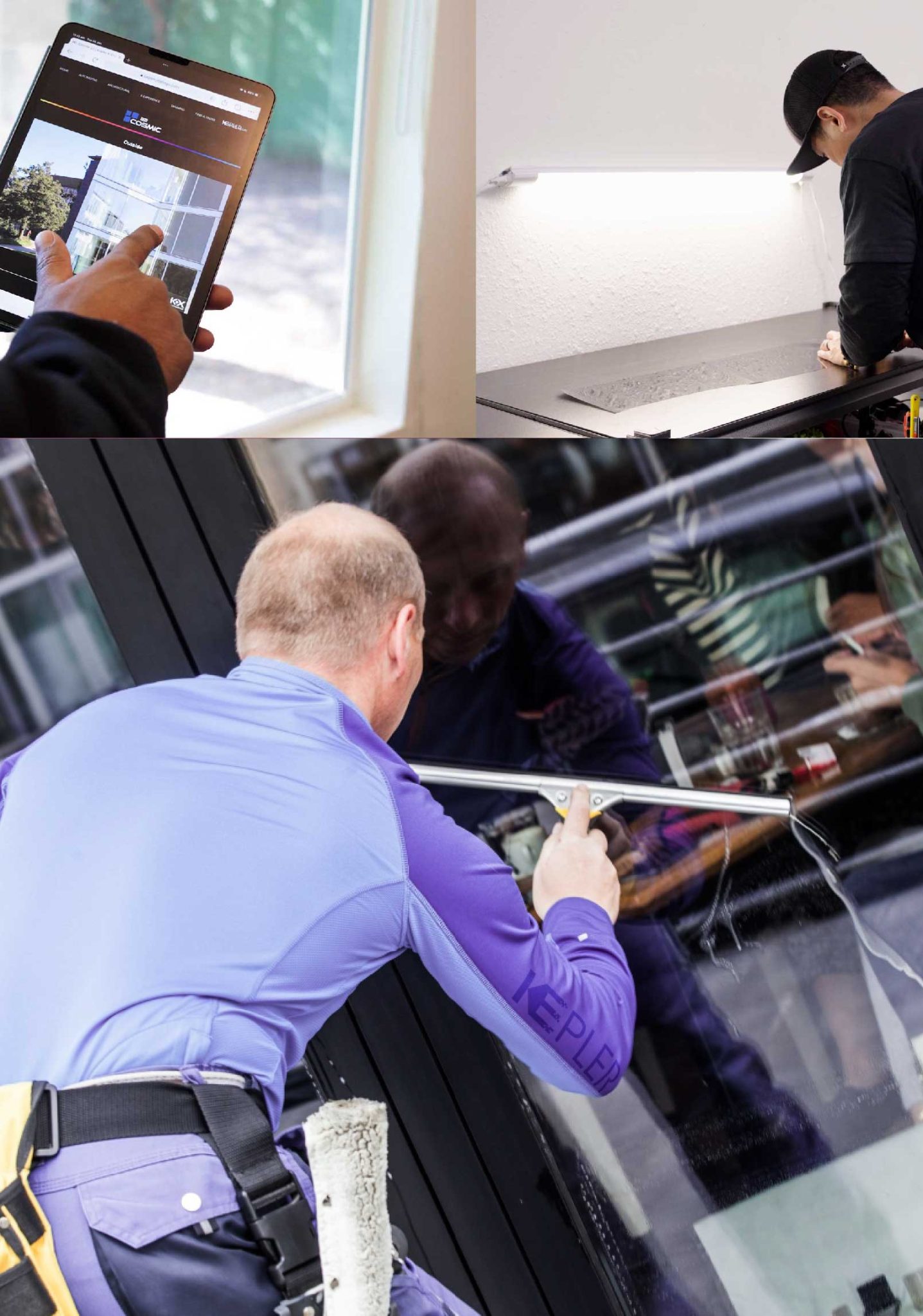 Kepler Skilled Applying Anti-Graffiti Window Film to a Rosamond Shop Front