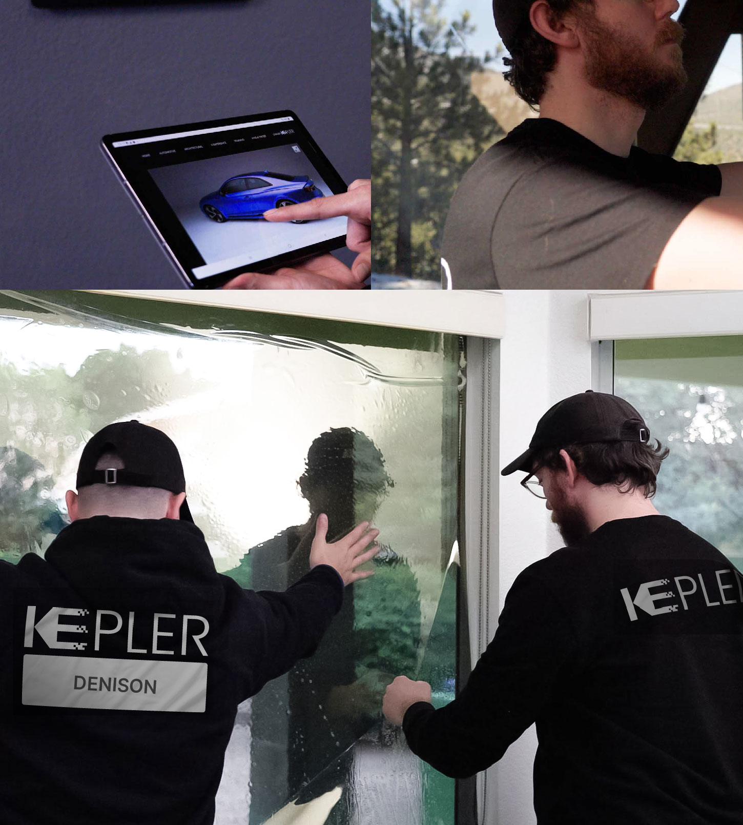 Expert Technician Installing High-tech Window Tint to Home in Denison
