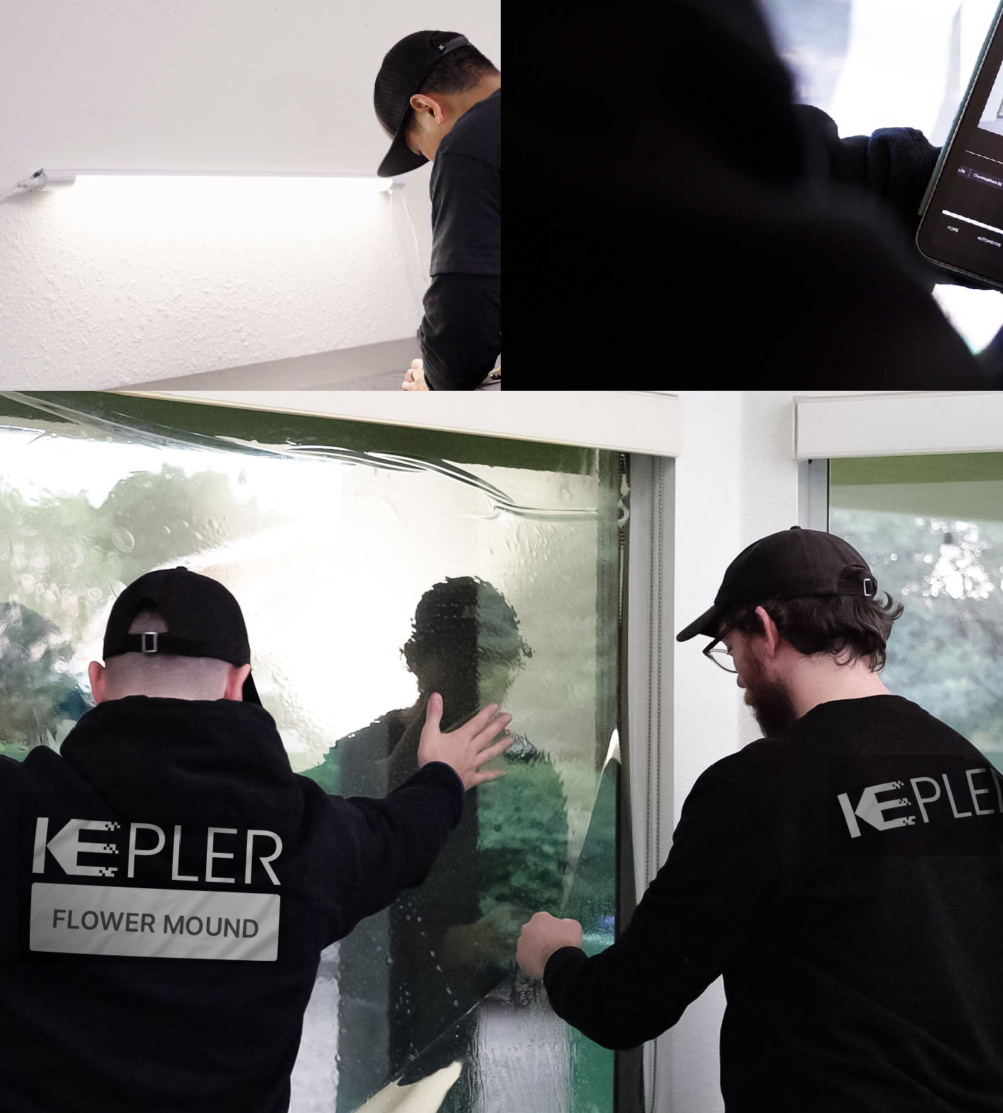 Expert Technician Installing Ceramic Window Tint to Home in Flower Mound