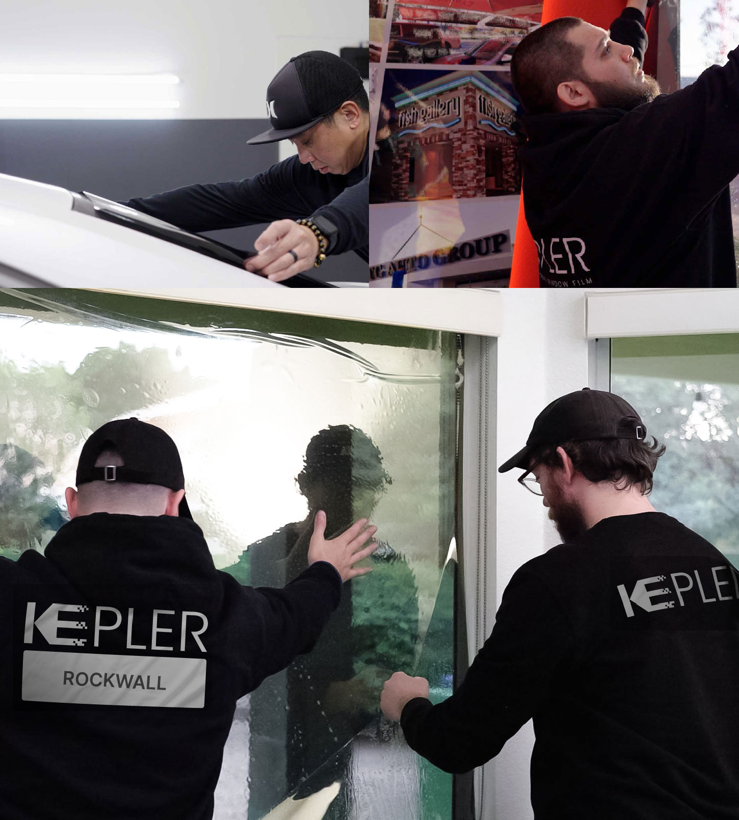 Expert Technician Installing Ceramic Window Tint to Home in Rockwall