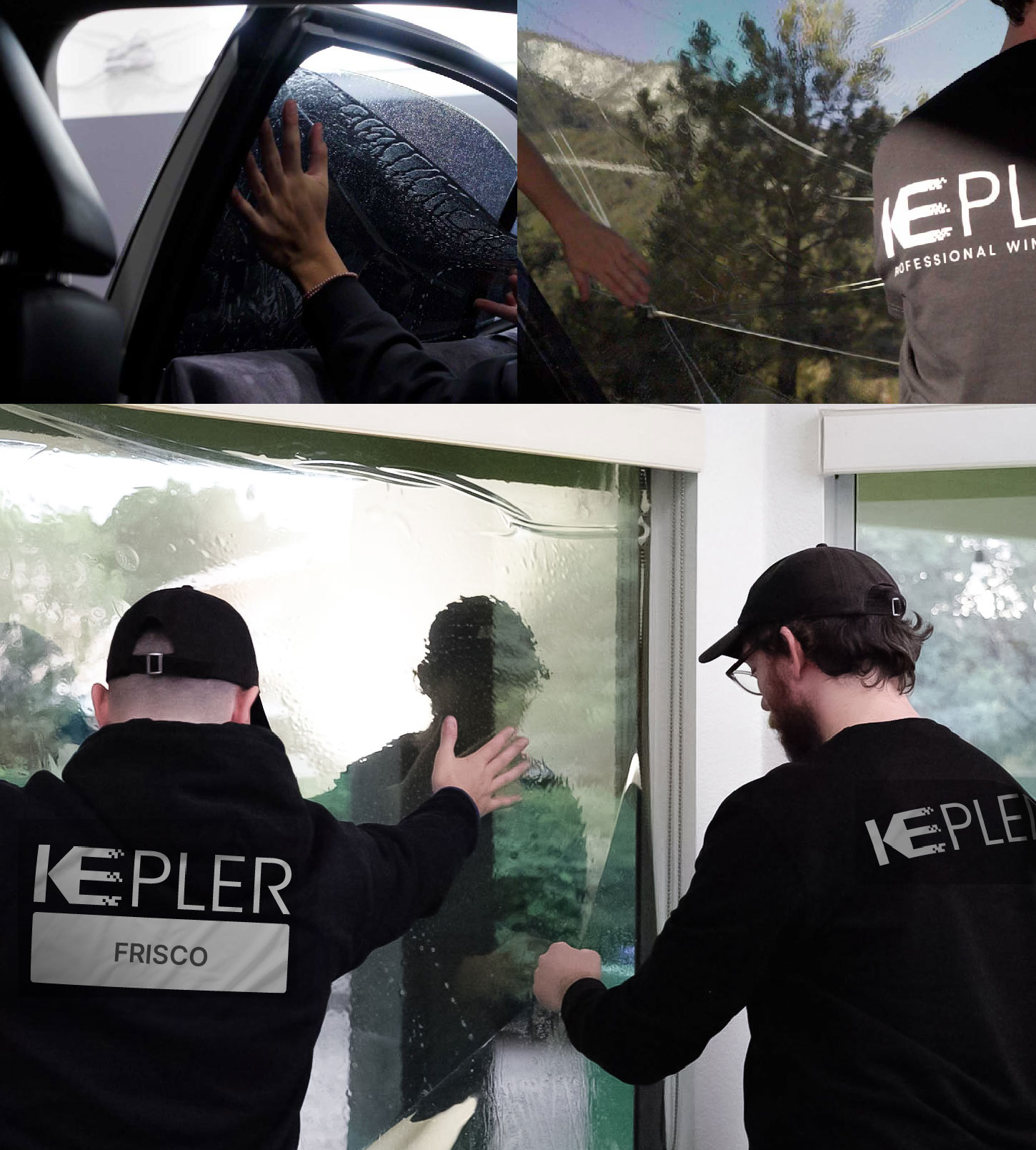 Expert Technician Fitting Ceramic Window Tint to Home in Frisco