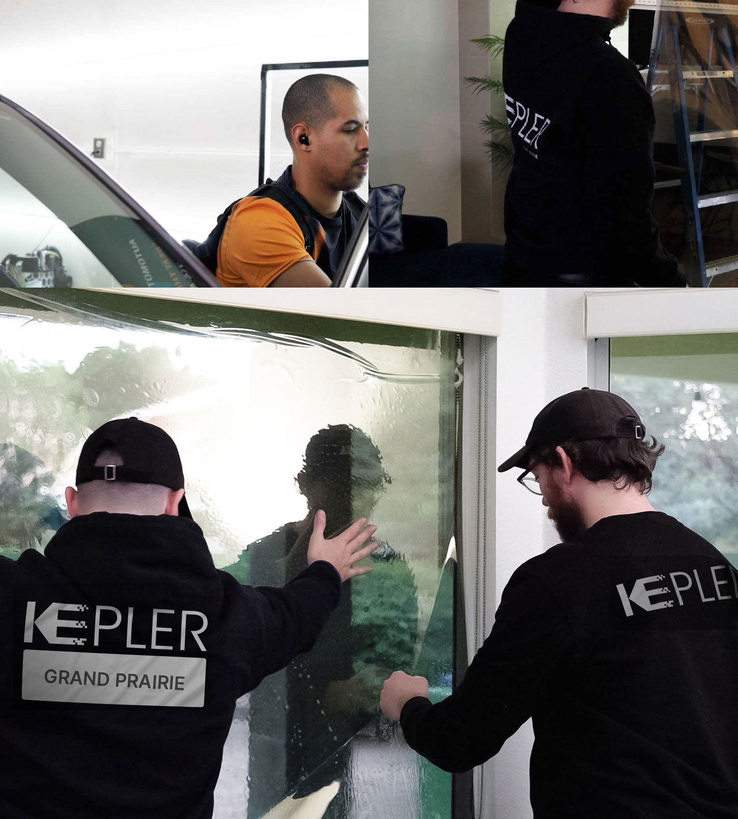 Expert Technician Installing Advanced Window Tint to Home in Grand Prairie