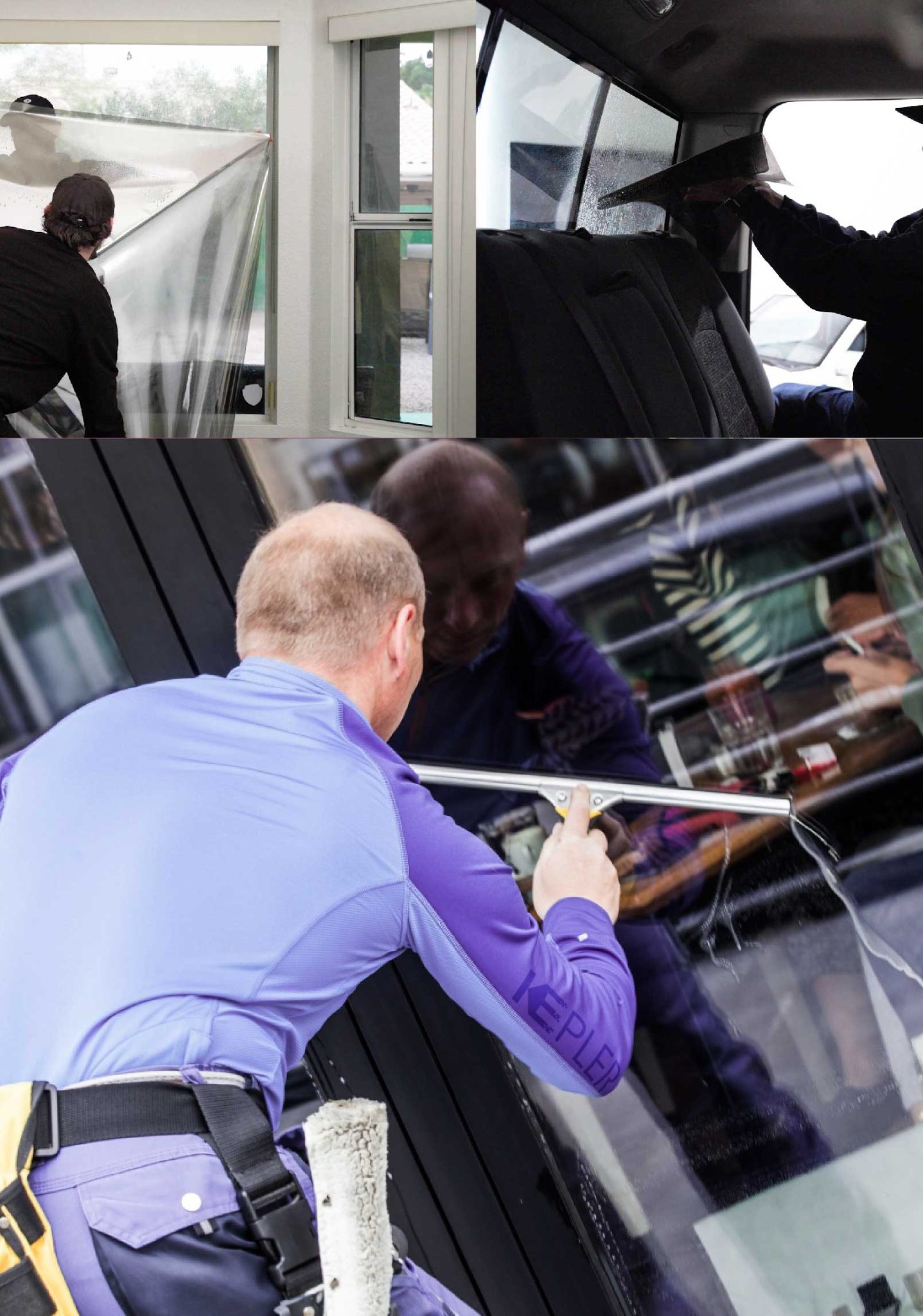 Kepler Professional Applying Anti-Graffiti Window Film to a Sanger Shop Front