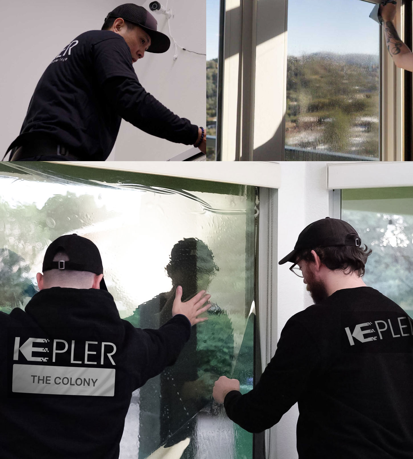 Expert Technician Fitting Ceramic Window Tint to Home in The Colony