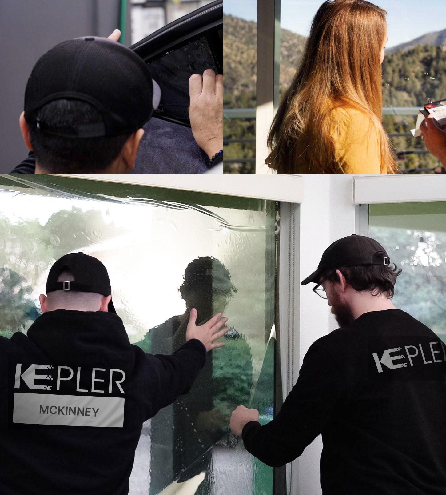 Expert Technician Fitting High-tech Window Tint to Home in McKinney