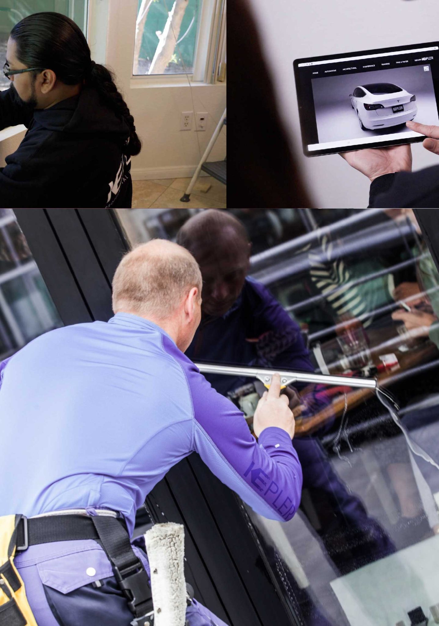 Kepler Professional Applying Anti-Graffiti Window Film to a Greenfield Shop Front
