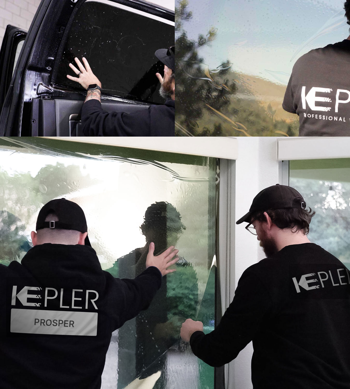 Expert Technician Fitting Advanced Window Tint to Home in Prosper