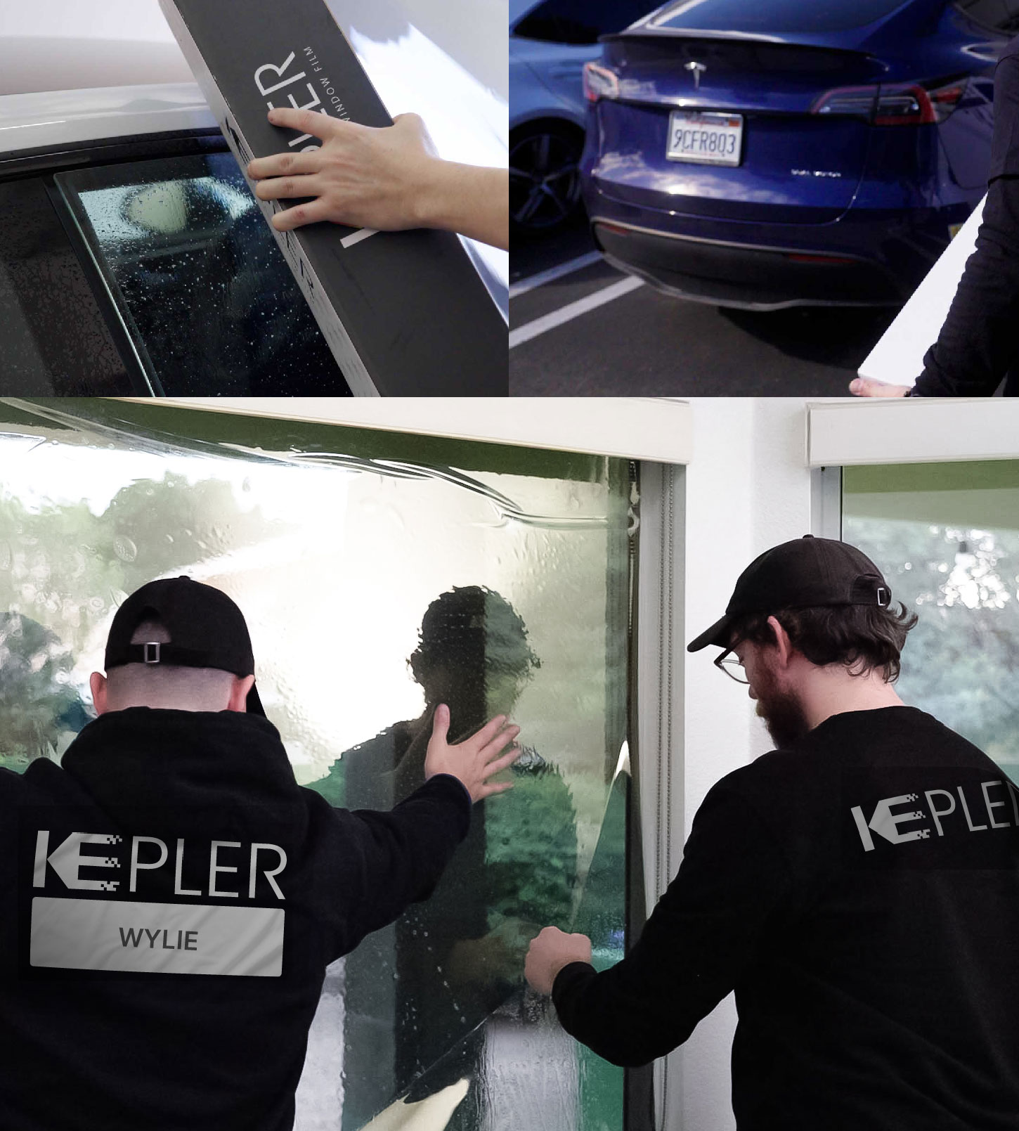 Expert Technician Fitting High-tech Window Tint to Home in Wylie