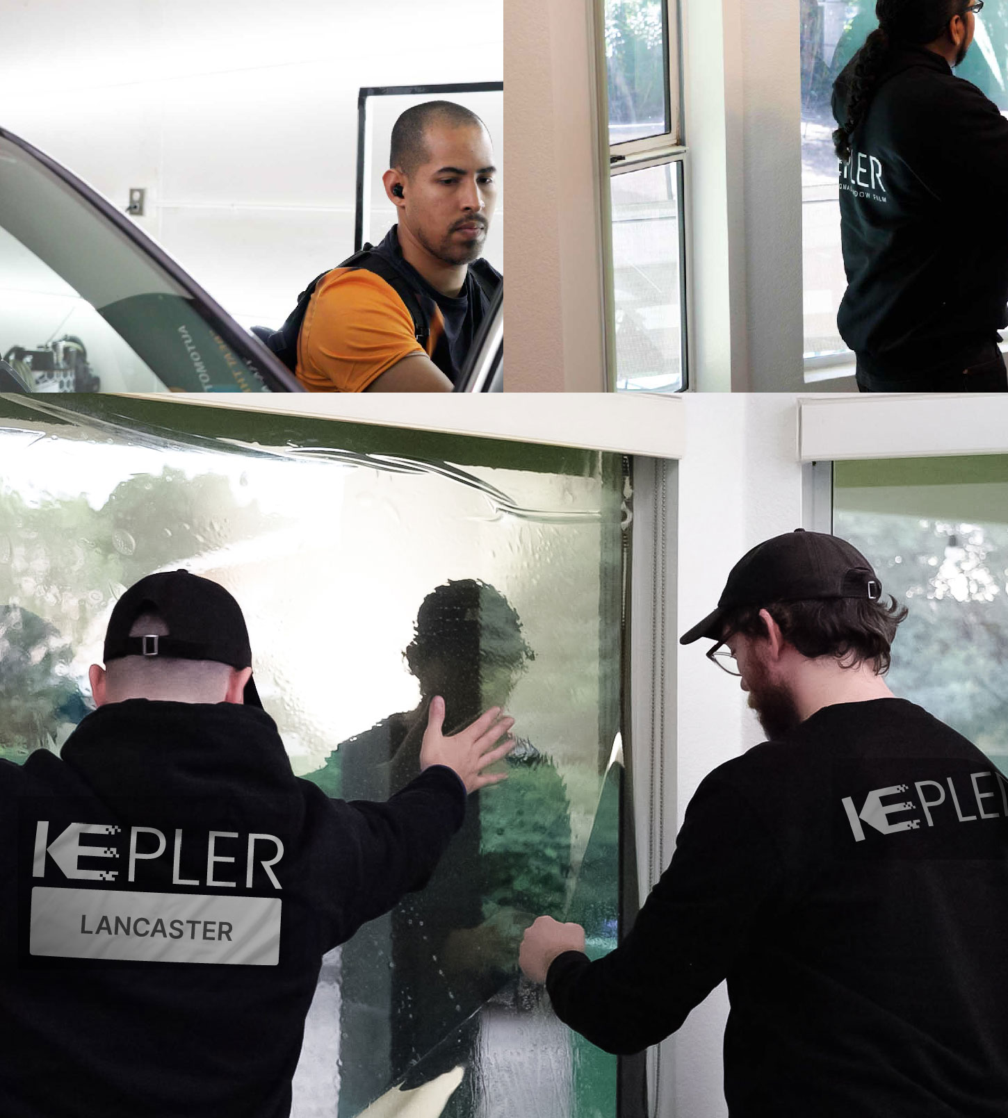Expert Technician Installing High-tech Window Tint to Home in Lancaster