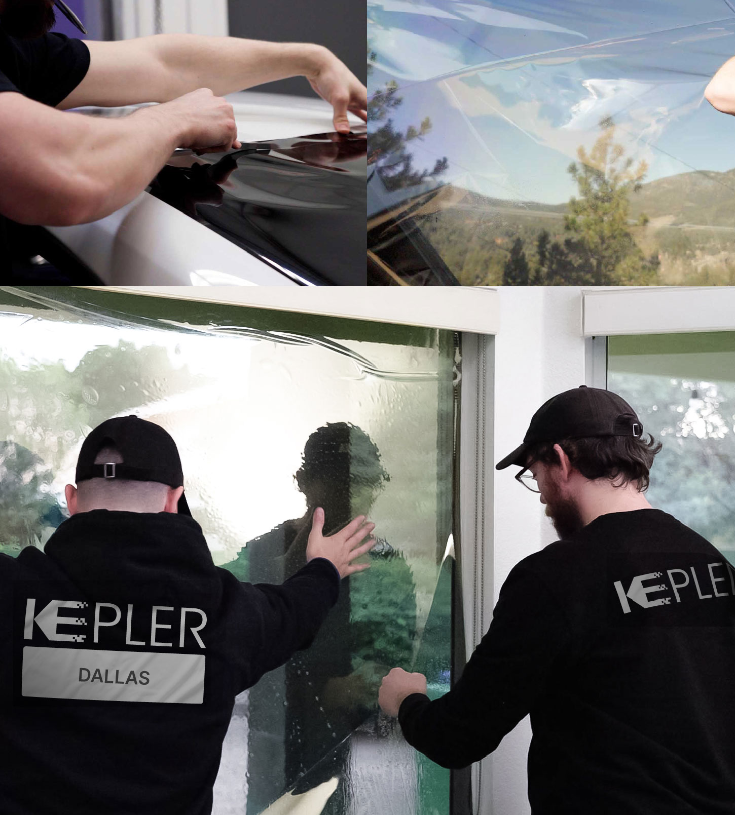Expert Technician Fitting Advanced Window Tint to Home in Dallas