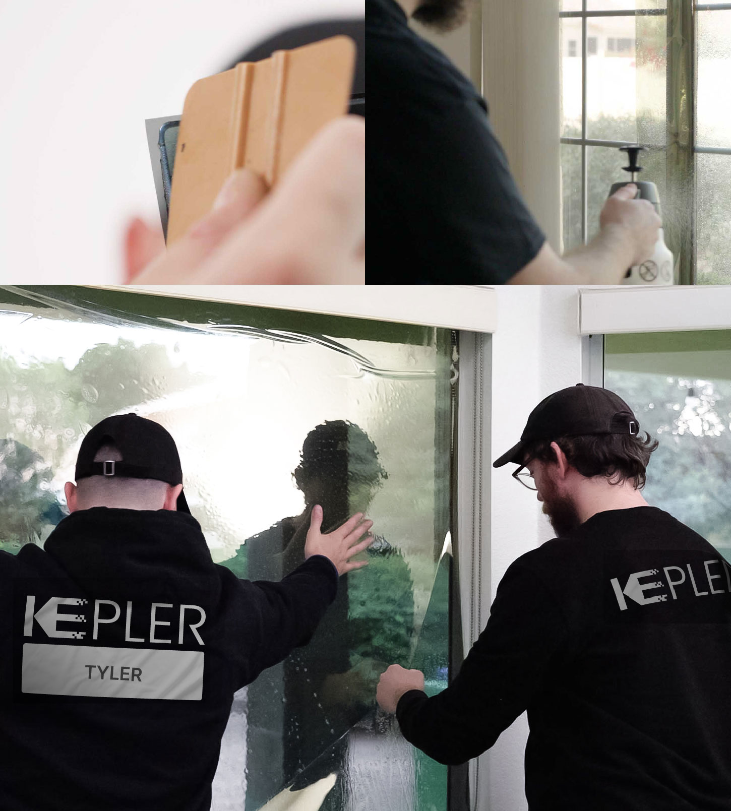 Kepler Technician Fitting Ceramic Window Tint to Home in Tyler