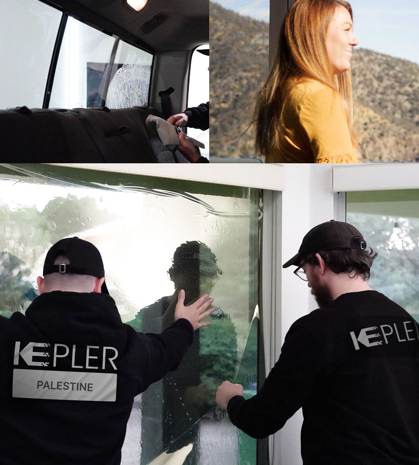 Expert Technician Fitting Advanced Window Tint to Home in Palestine