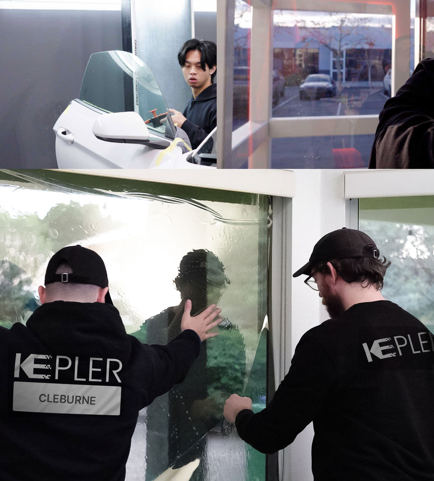 Expert Technician Applying Advanced Window Tint to Home in Cleburne