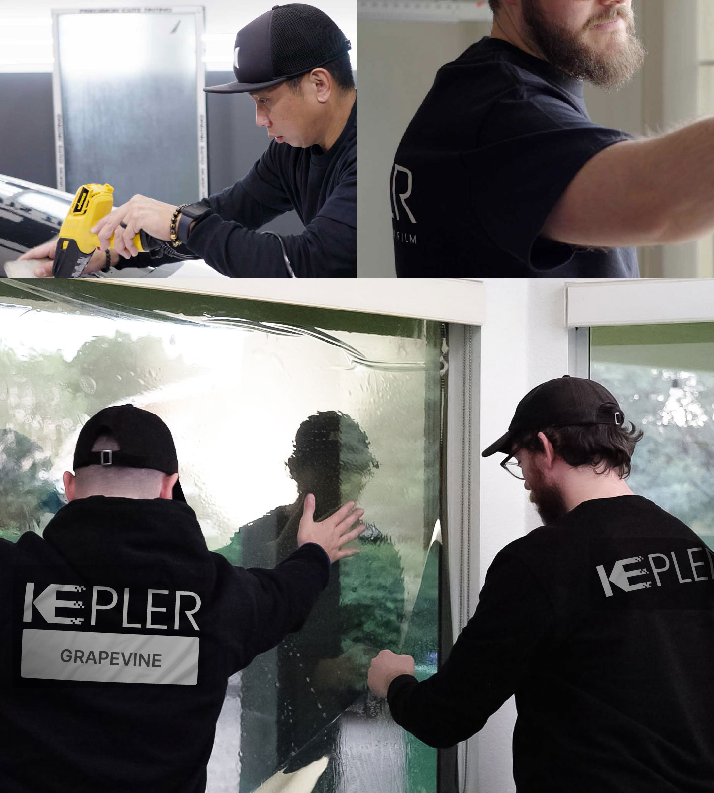 Expert Technician Applying High-tech Window Tint to Home in Grapevine