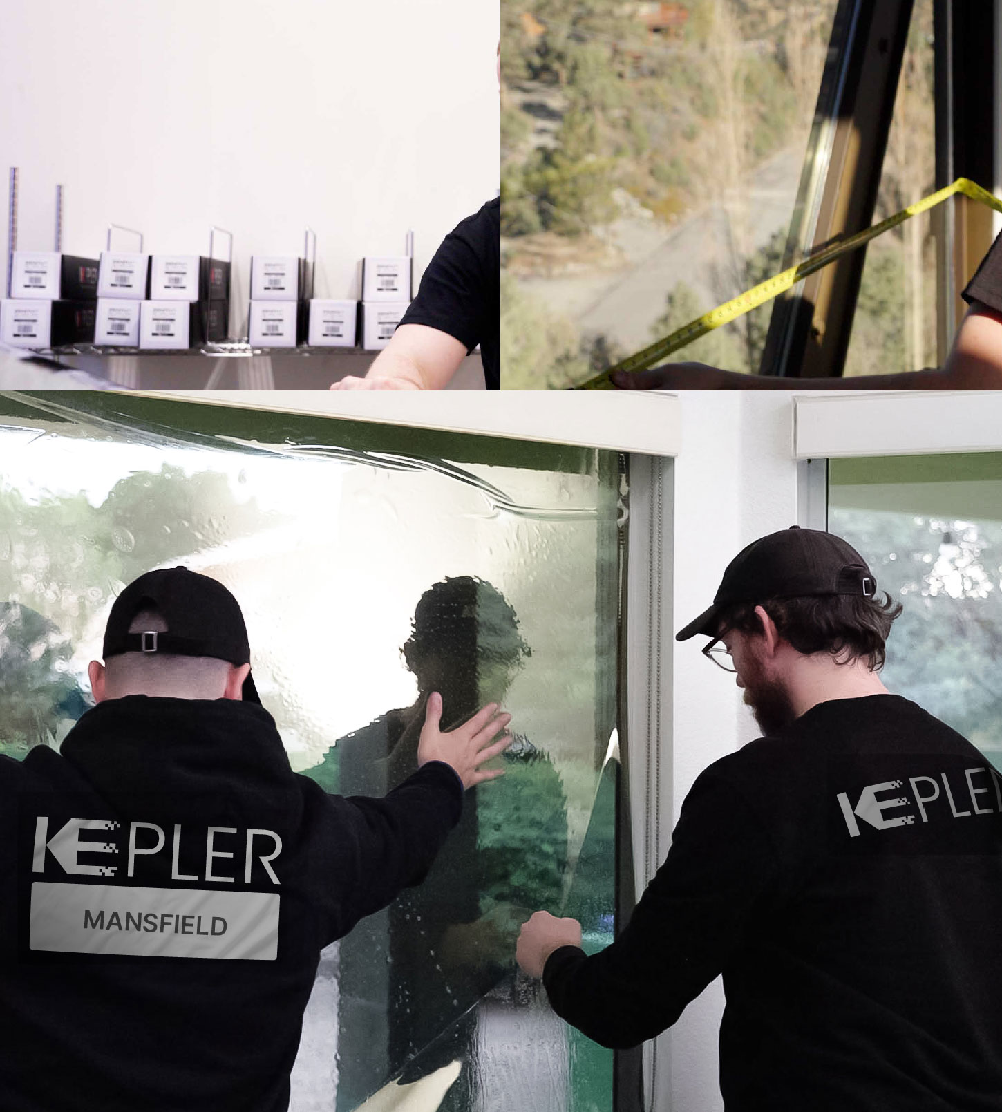 Expert Technician Installing Ceramic Window Tint to Home in Mansfield
