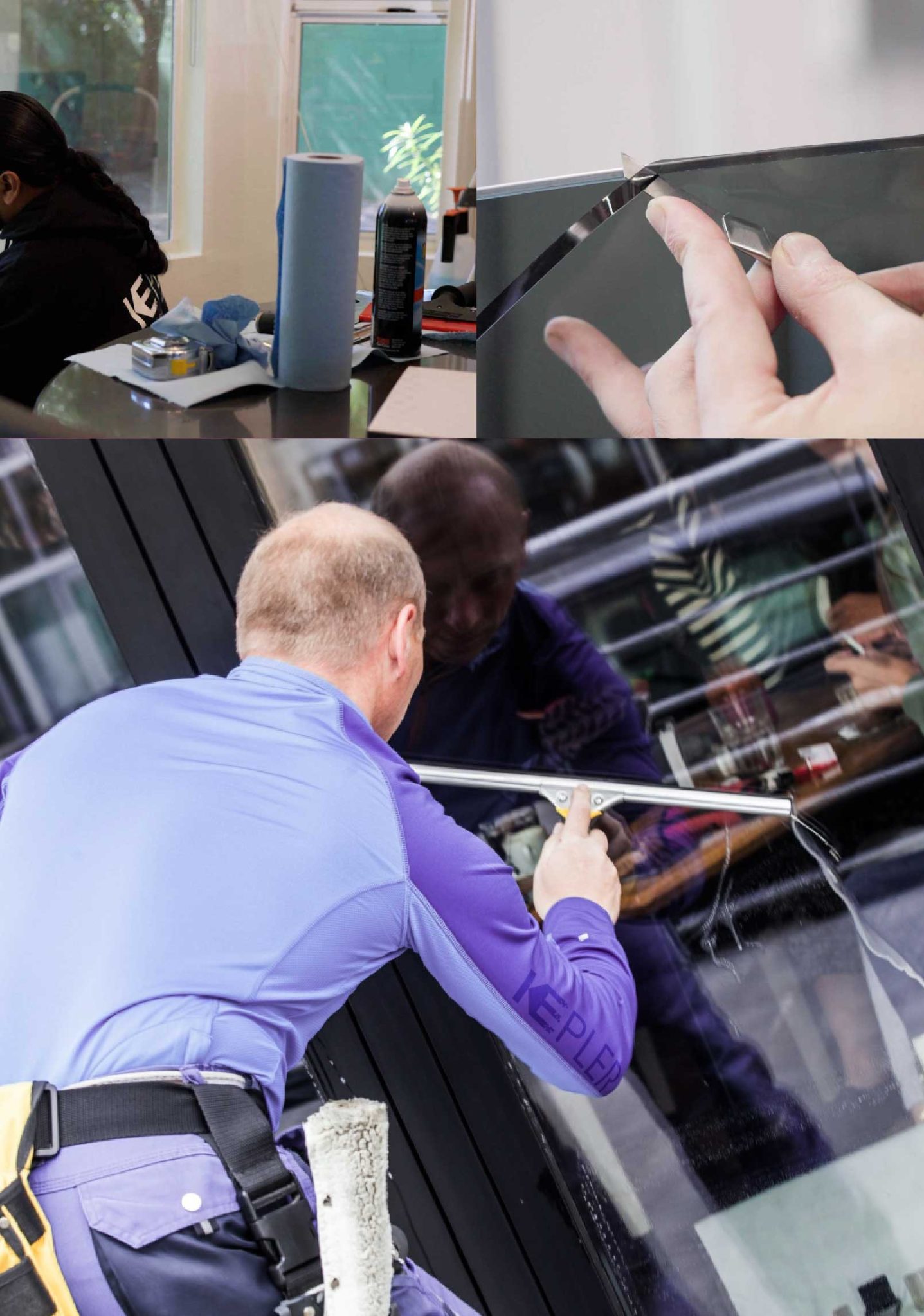 Kepler Expert Applying Anti-Graffiti Window Film to a Hercules Shop Front
