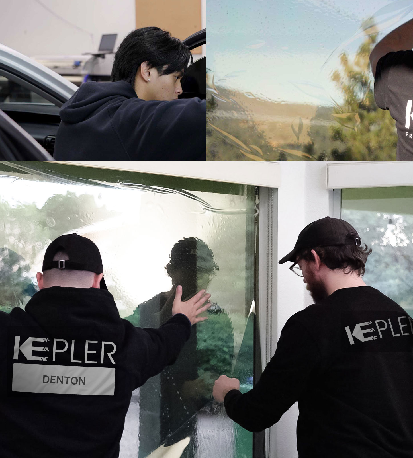 Kepler Technician Installing Advanced Window Tint to Home in Denton