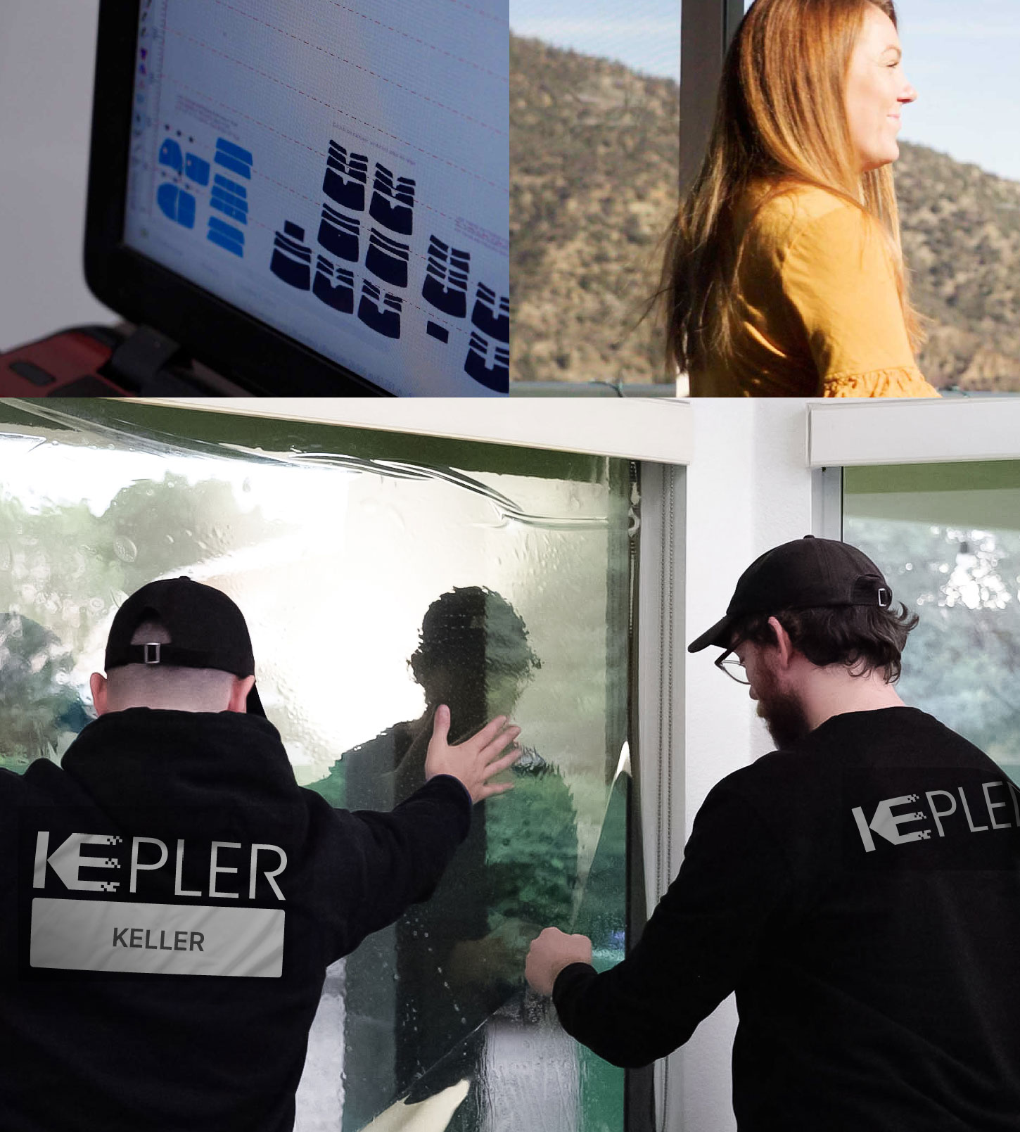 Kepler Technician Applying Ceramic Window Tint to Home in Keller