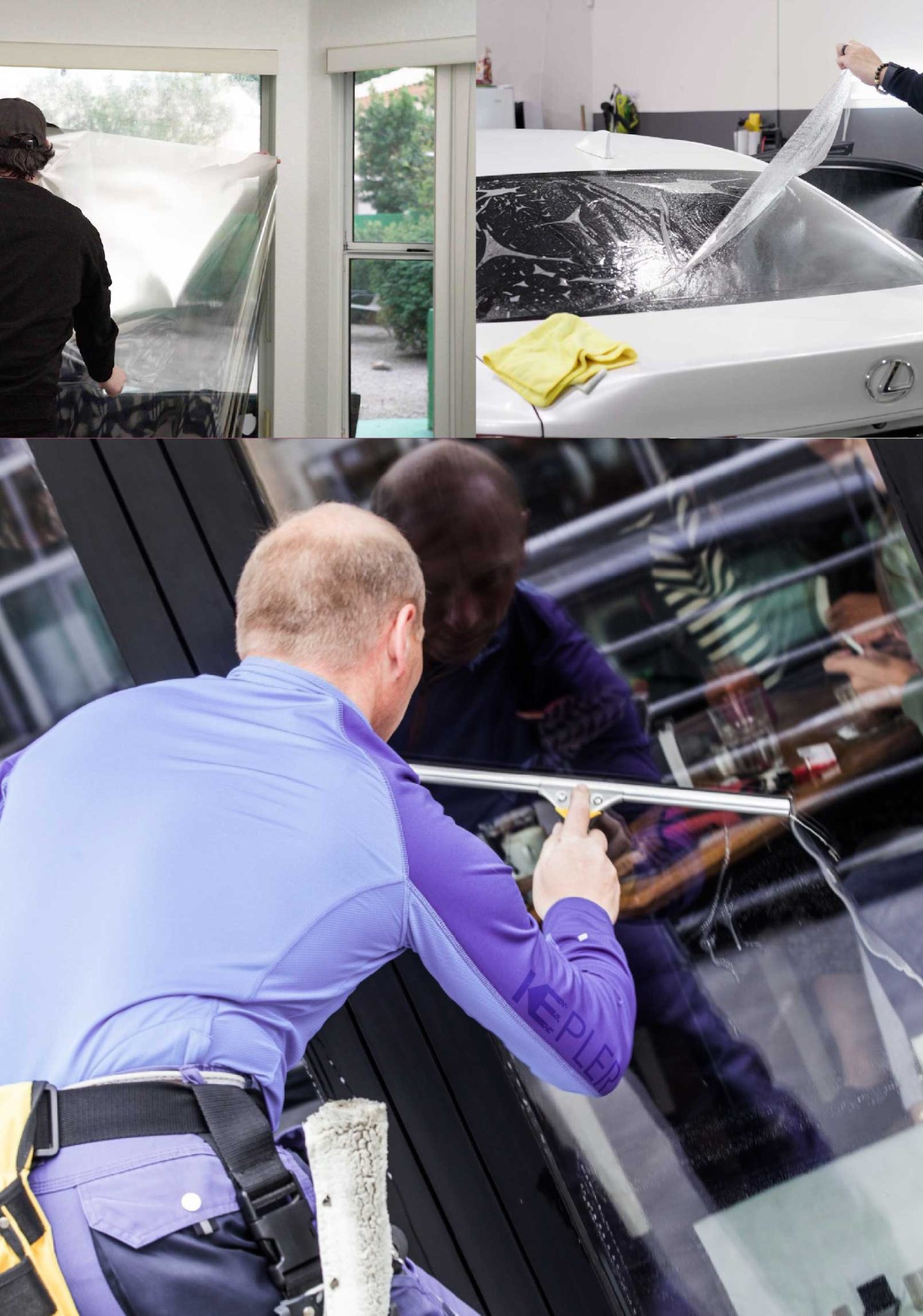 Kepler Skilled Applying Anti-Graffiti Window Film to a San Leandro Shop Front