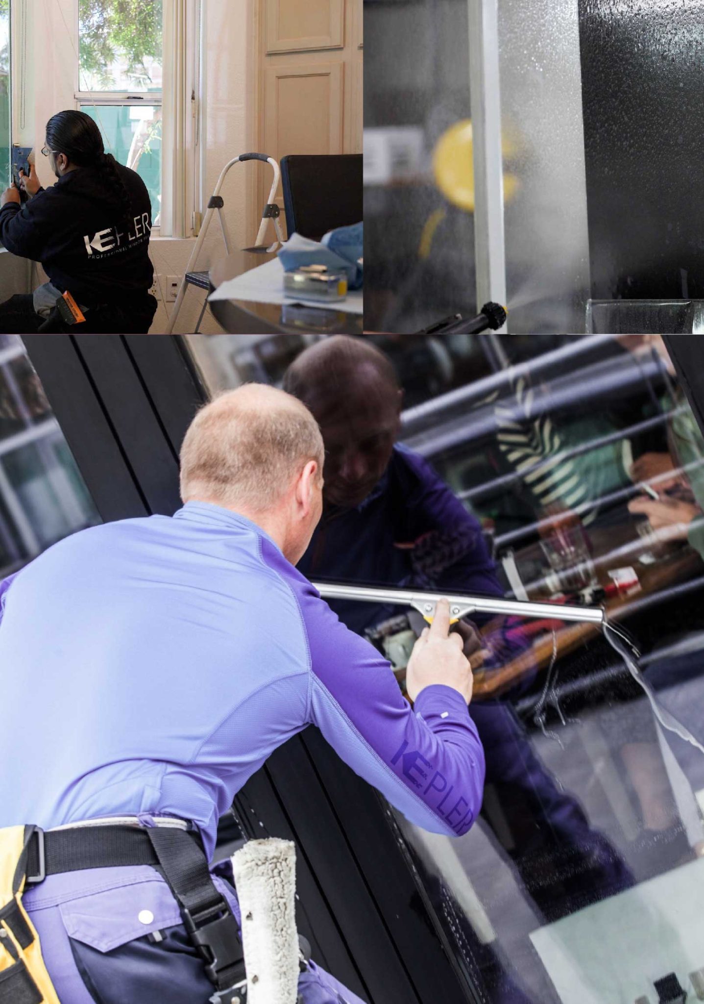 Kepler Skilled Applying Anti-Graffiti Window Film to a Oakland Shop Front