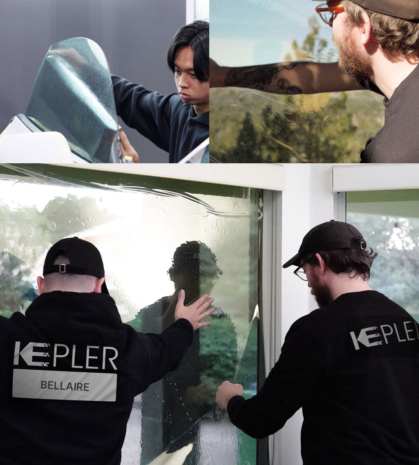 Kepler Technician Installing Advanced Window Tint to Home in Bellaire