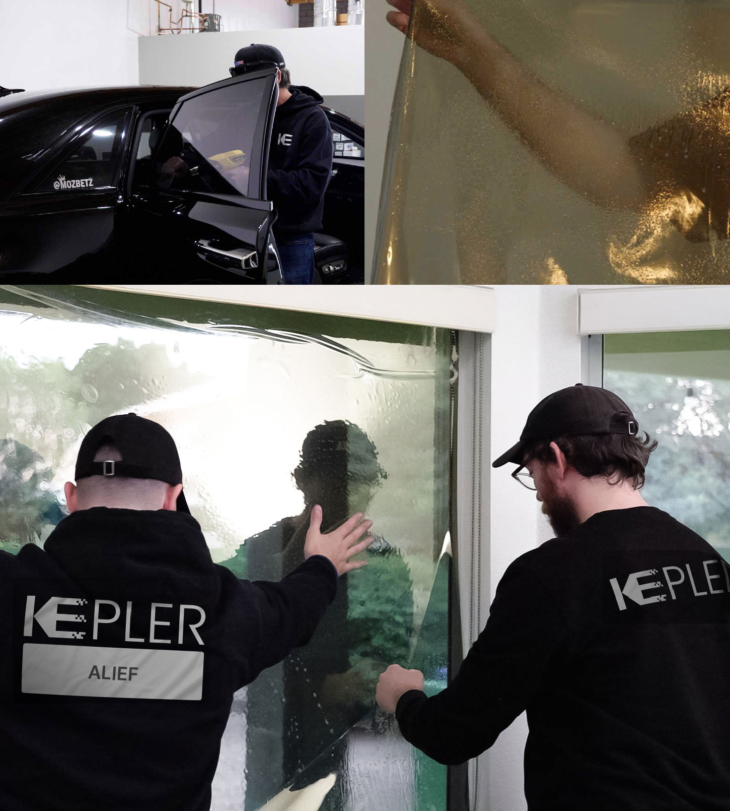 Kepler Technician Applying Advanced Window Tint to Home in Alief