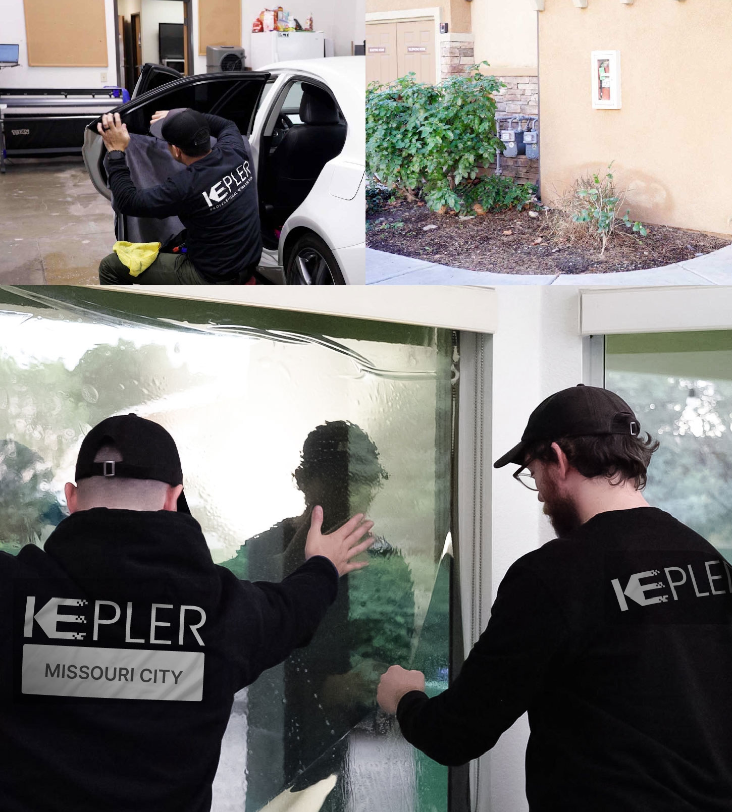 Kepler Technician Installing High-tech Window Tint to Home in Missouri City