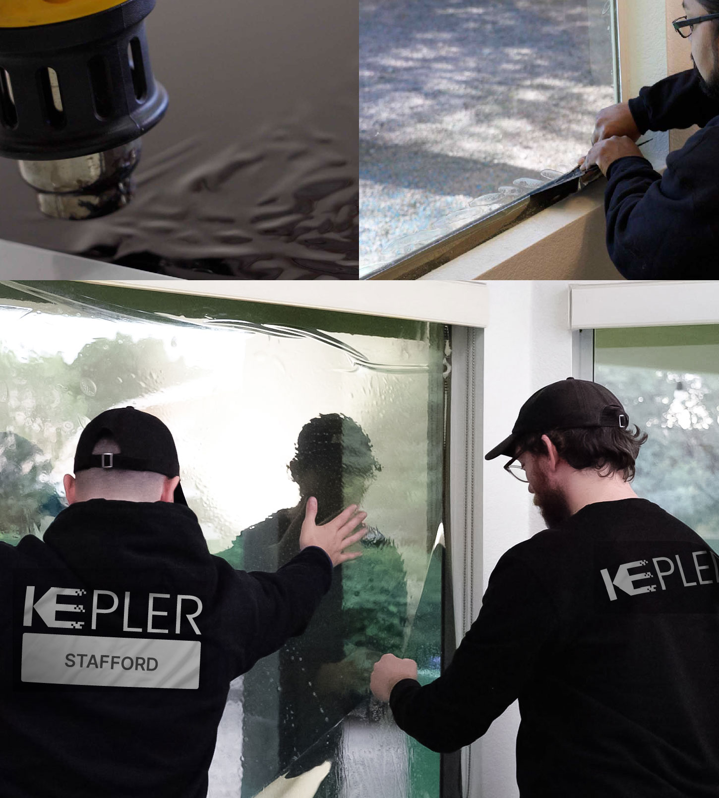 Expert Technician Applying Ceramic Window Tint to Home in Stafford