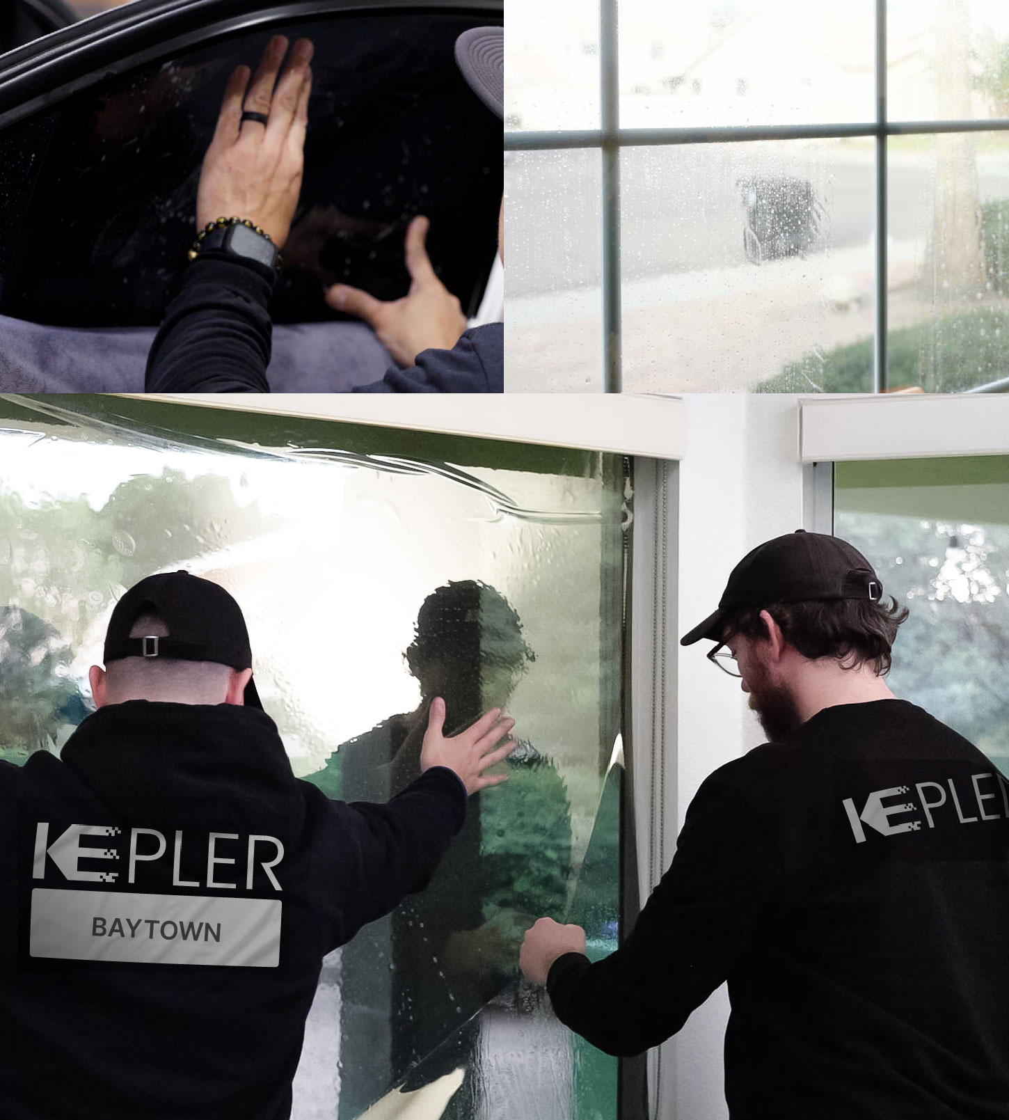 Kepler Technician Fitting Ceramic Window Tint to Home in Baytown