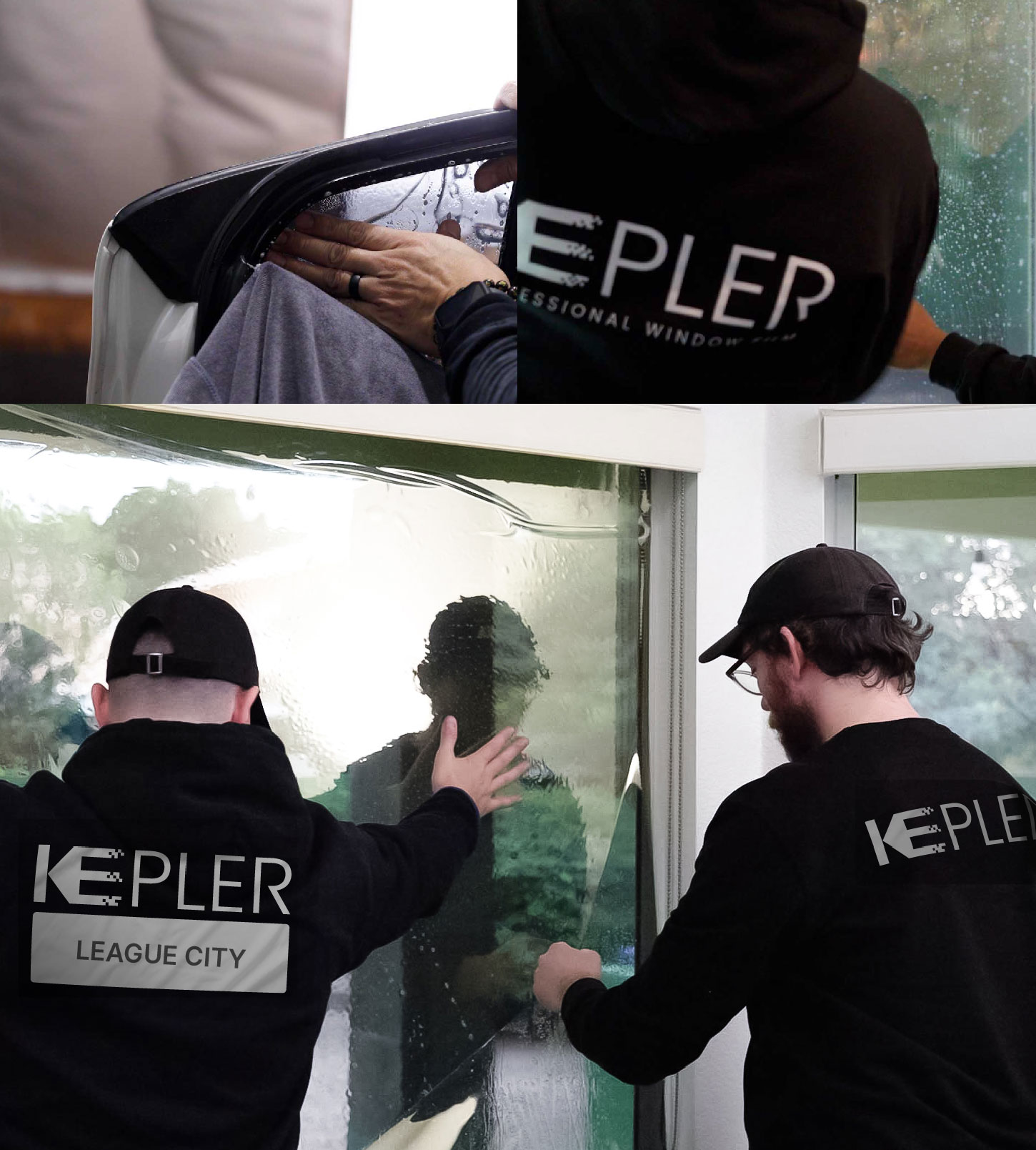 Expert Technician Installing Advanced Window Tint to Home in League City