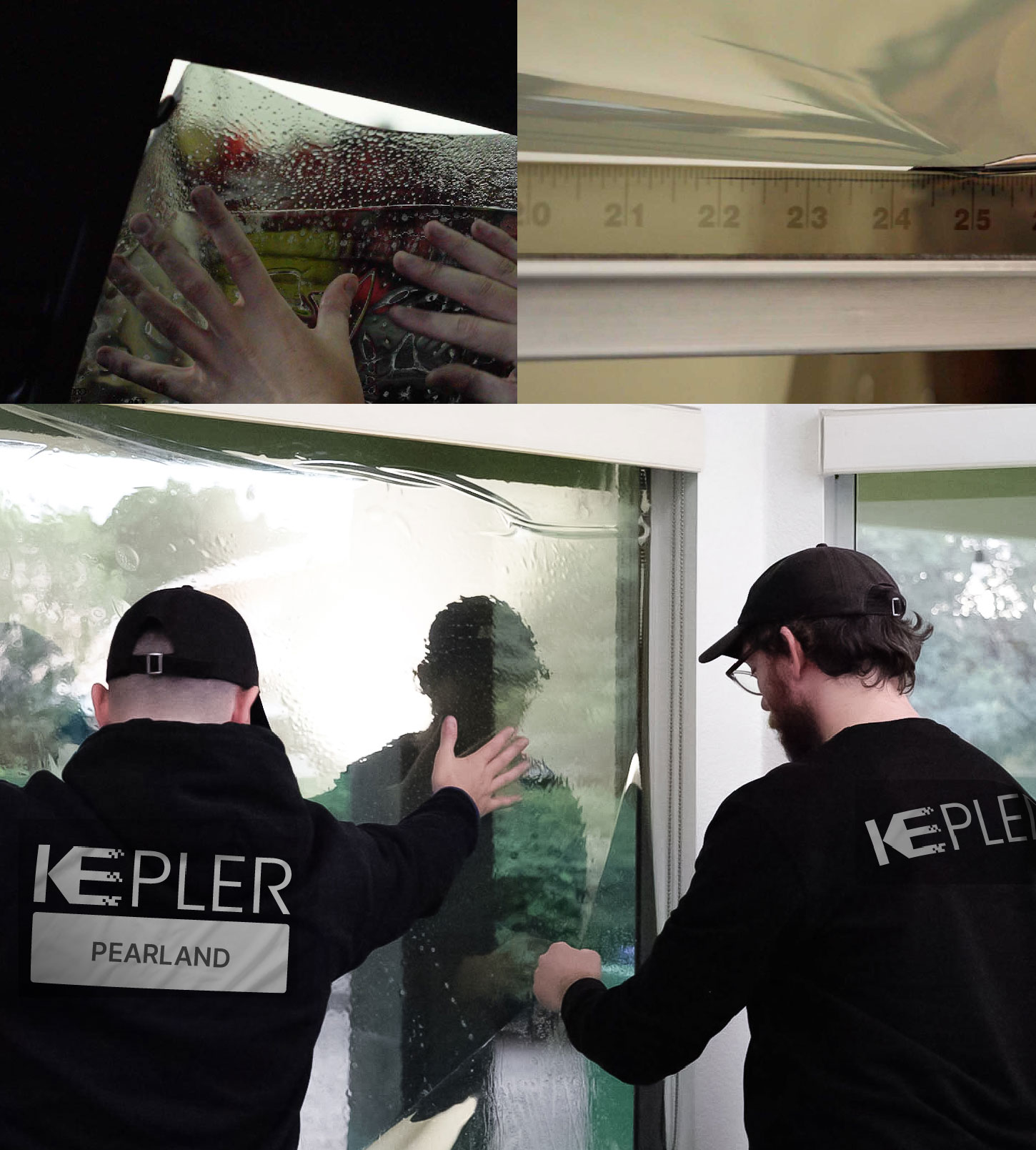 Kepler Technician Applying High-tech Window Tint to Home in Pearland