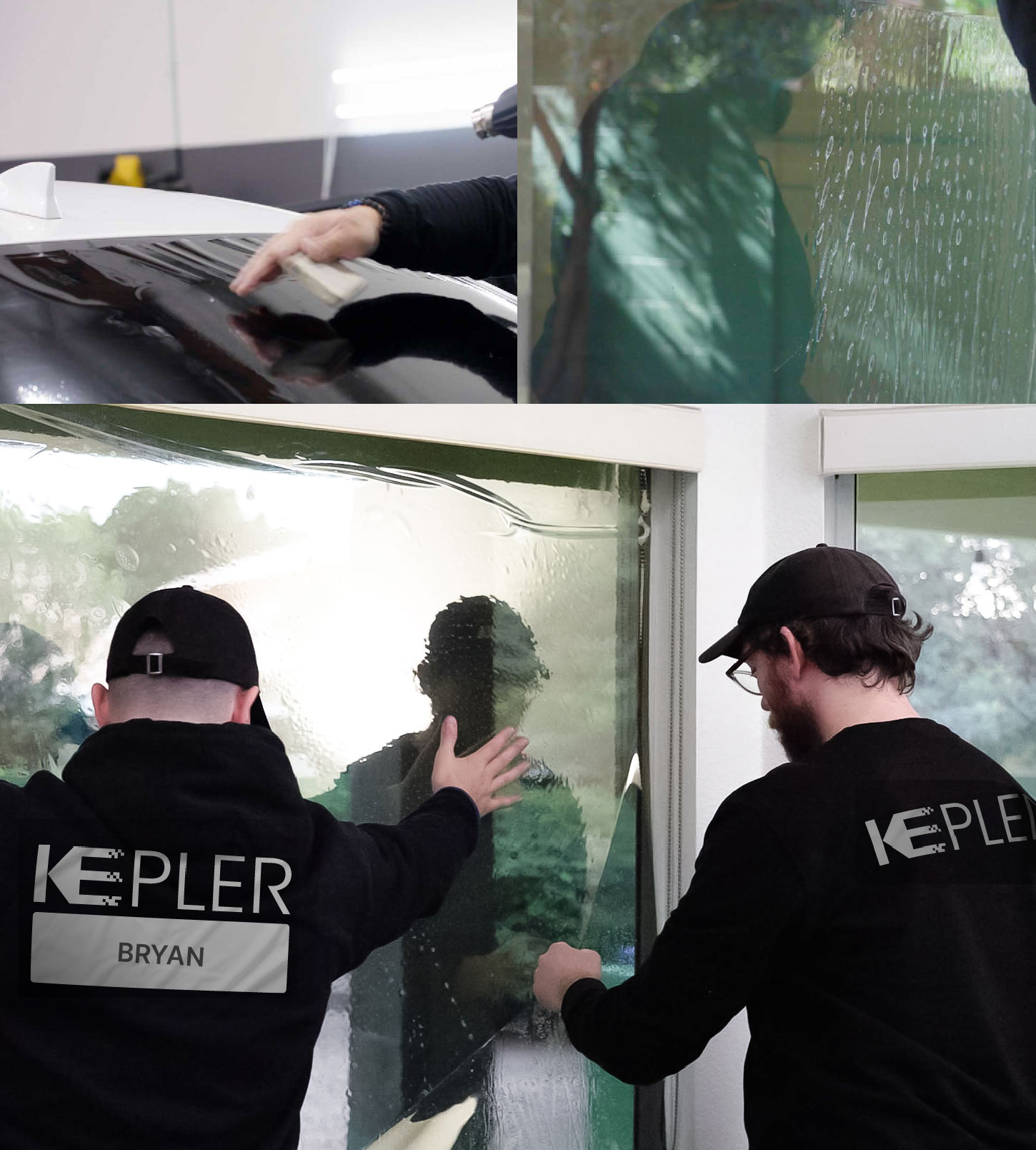 Kepler Technician Installing Advanced Window Tint to Home in Bryan