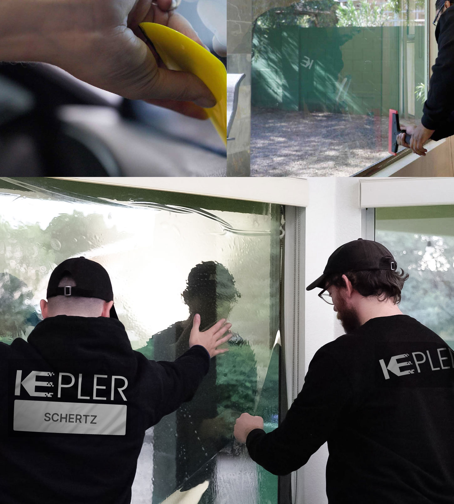 Kepler Technician Fitting High-tech Window Tint to Home in Schertz