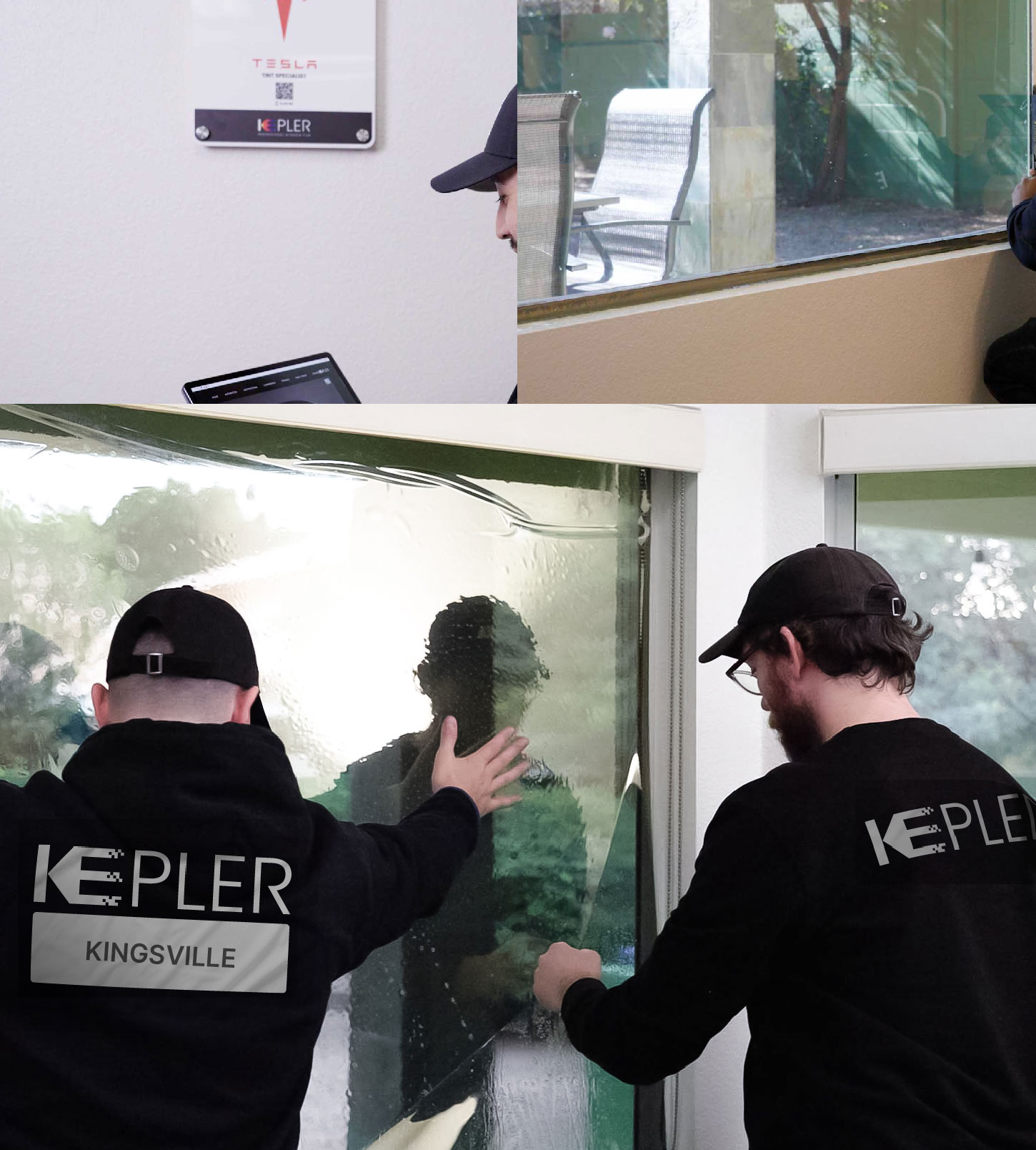 Expert Technician Applying High-tech Window Tint to Home in Kingsville