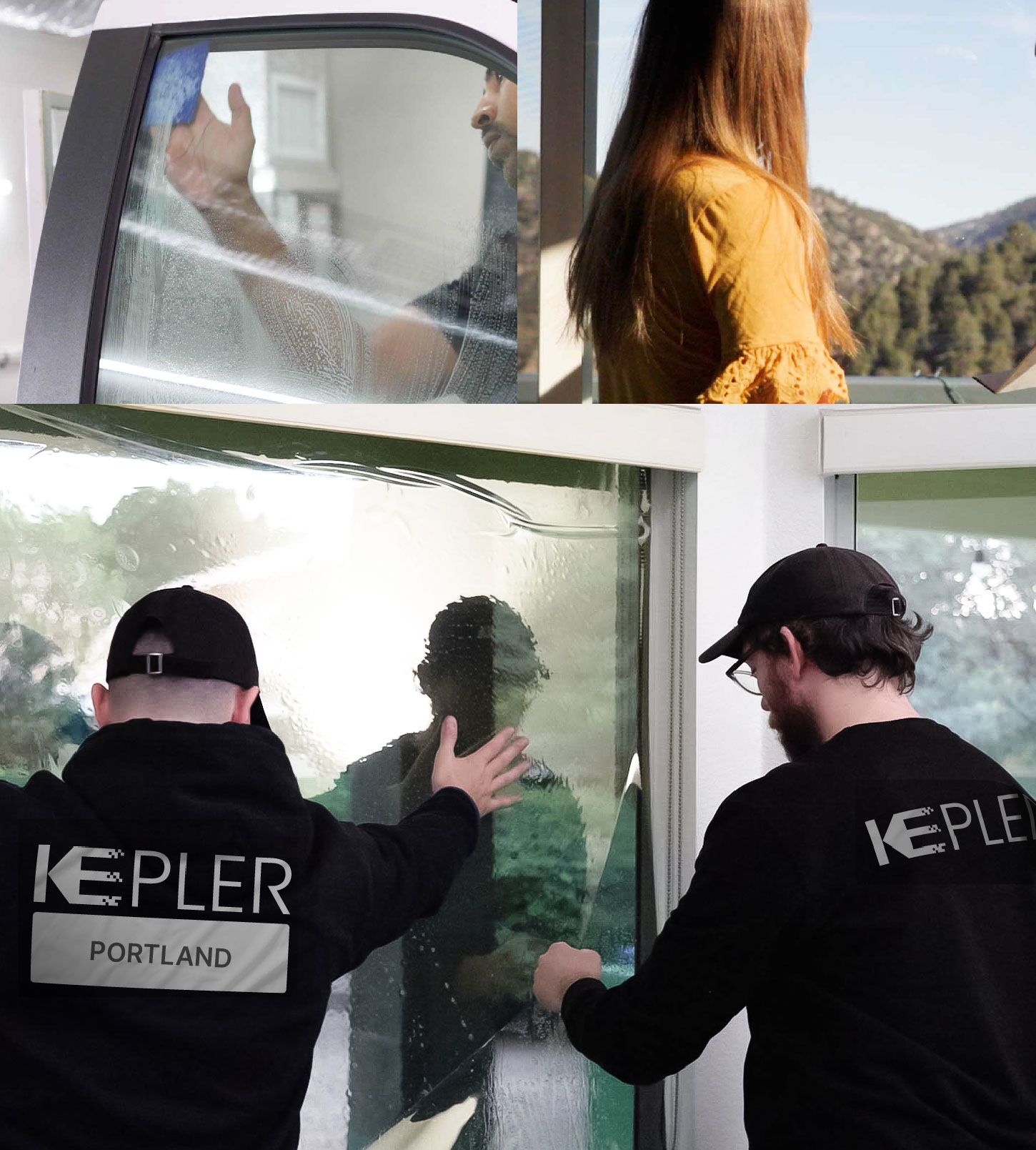 Expert Technician Fitting Advanced Window Tint to Home in Portland