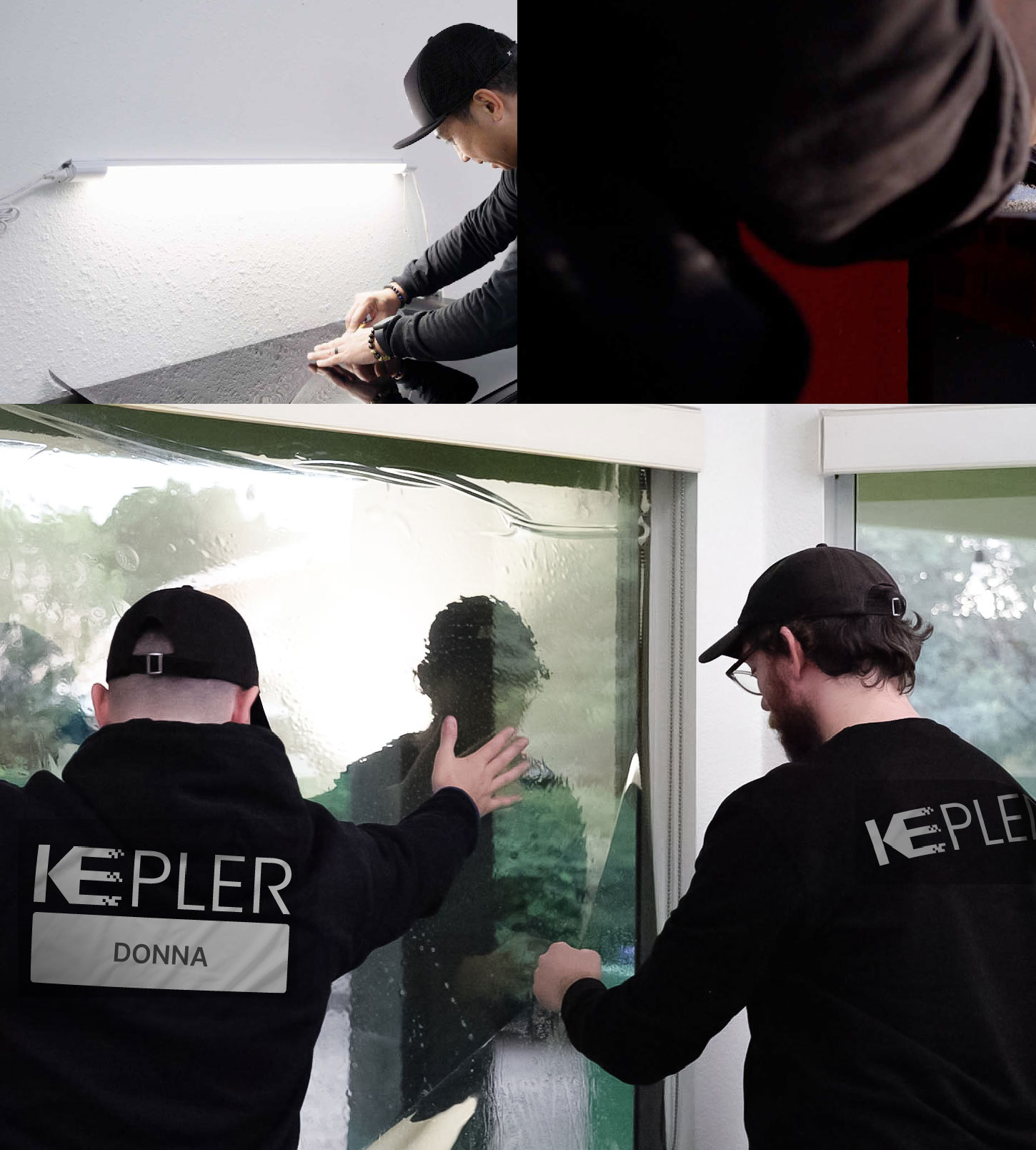 Kepler Technician Fitting Ceramic Window Tint to Home in Donna