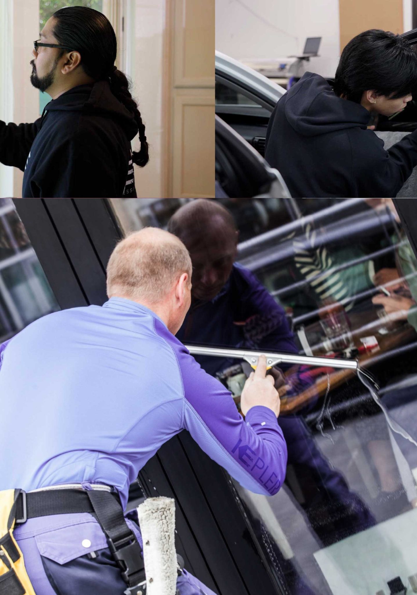 Kepler Skilled Applying Anti-Graffiti Window Film to a North Highlands Shop Front
