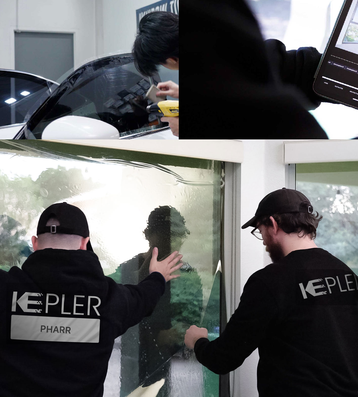 Expert Technician Installing Advanced Window Tint to Home in Pharr