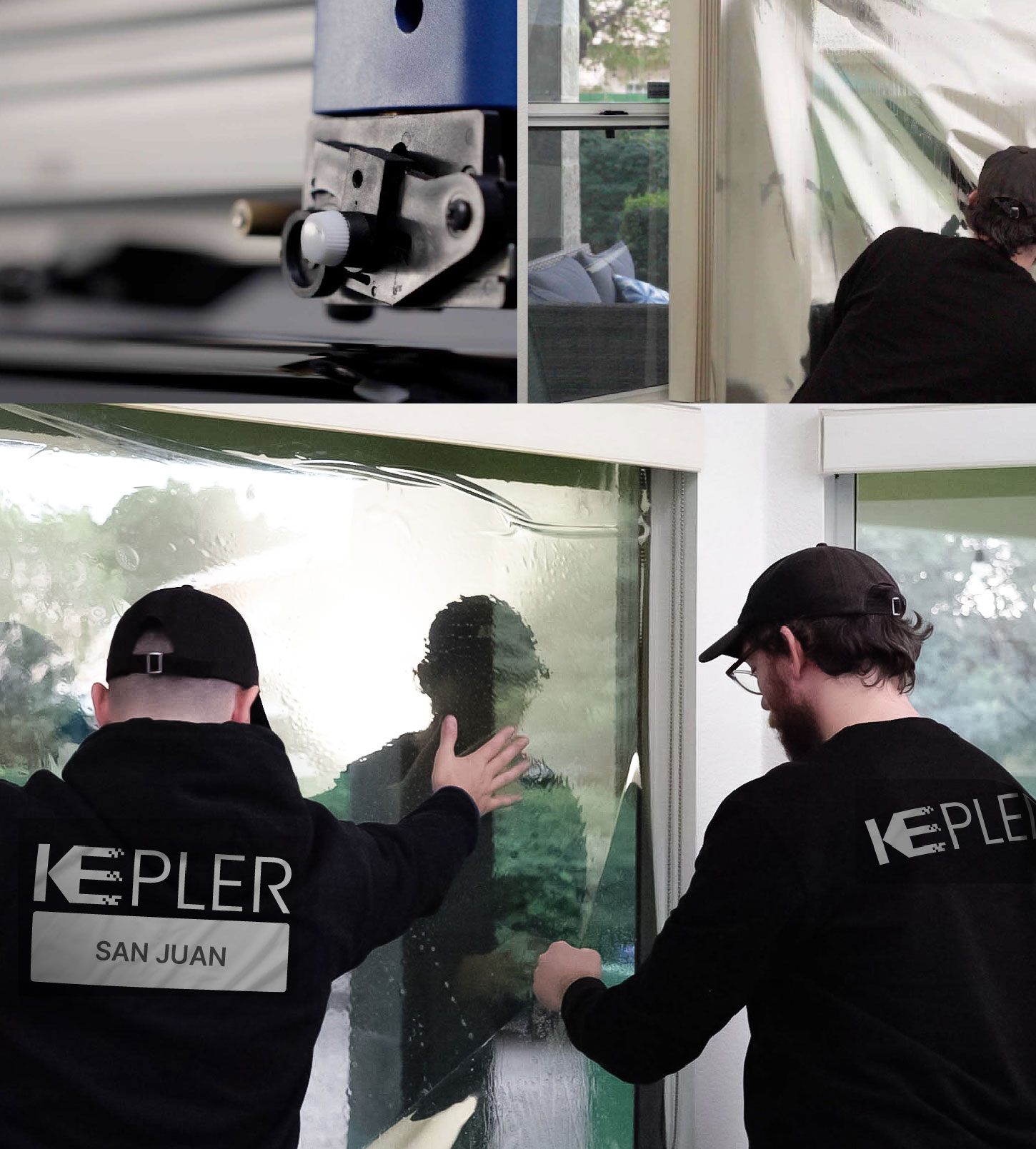 Kepler Technician Fitting High-tech Window Tint to Home in San Juan