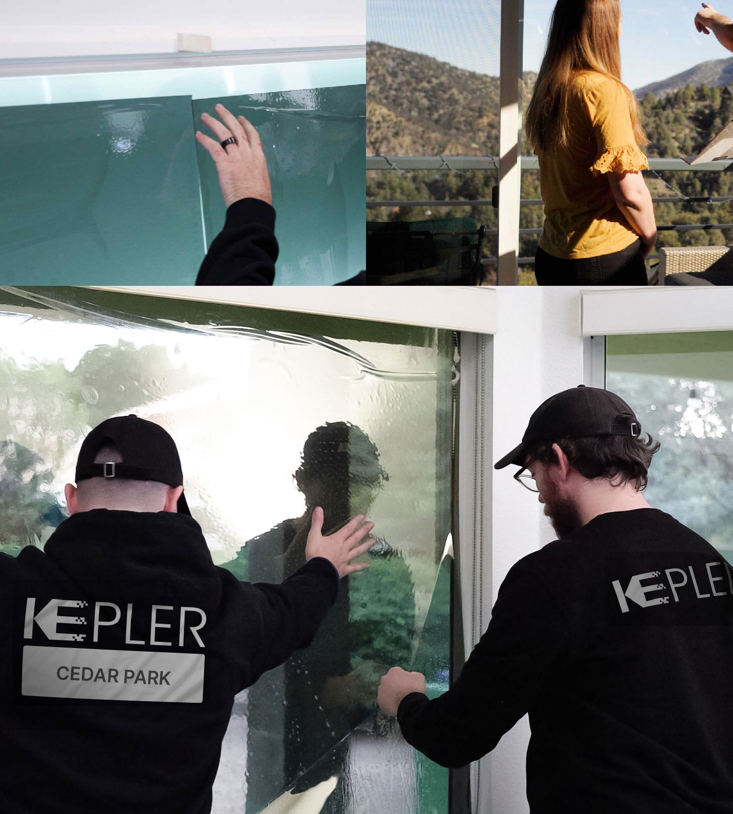 Expert Technician Fitting Ceramic Window Tint to Home in Cedar Park
