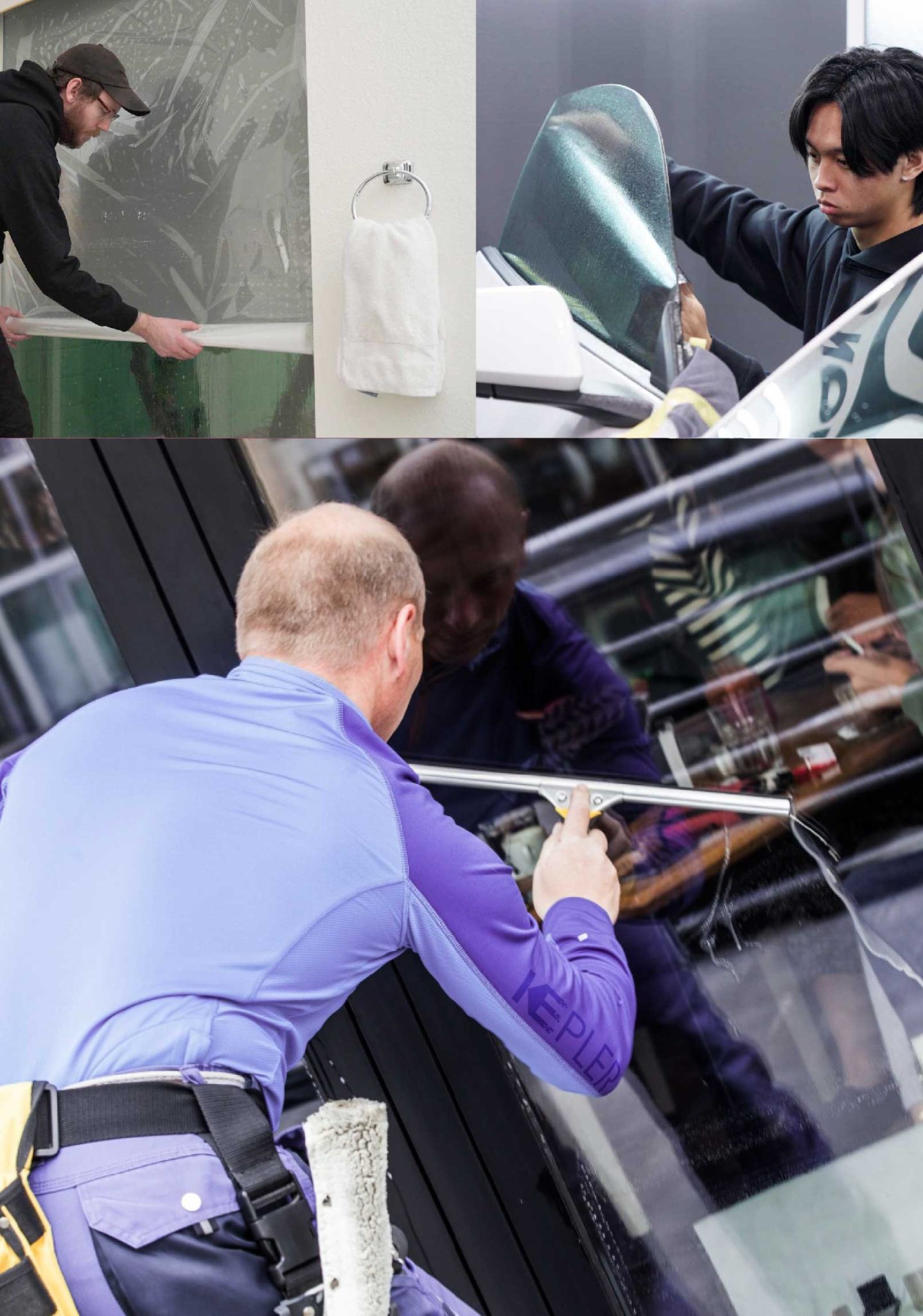 Kepler Skilled Applying Anti-Graffiti Window Film to a Rocklin Shop Front