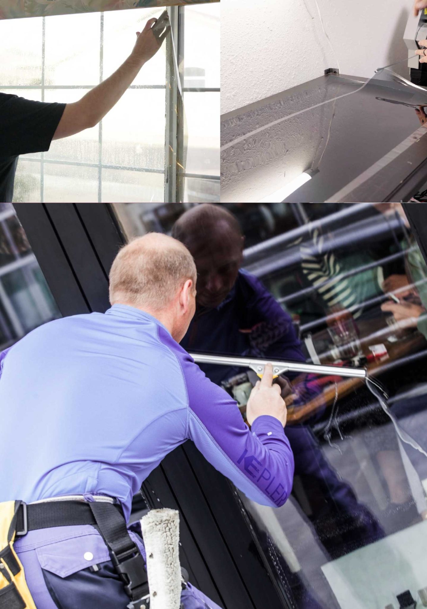 Kepler Skilled Applying Anti-Graffiti Window Film to a Woodland Shop Front