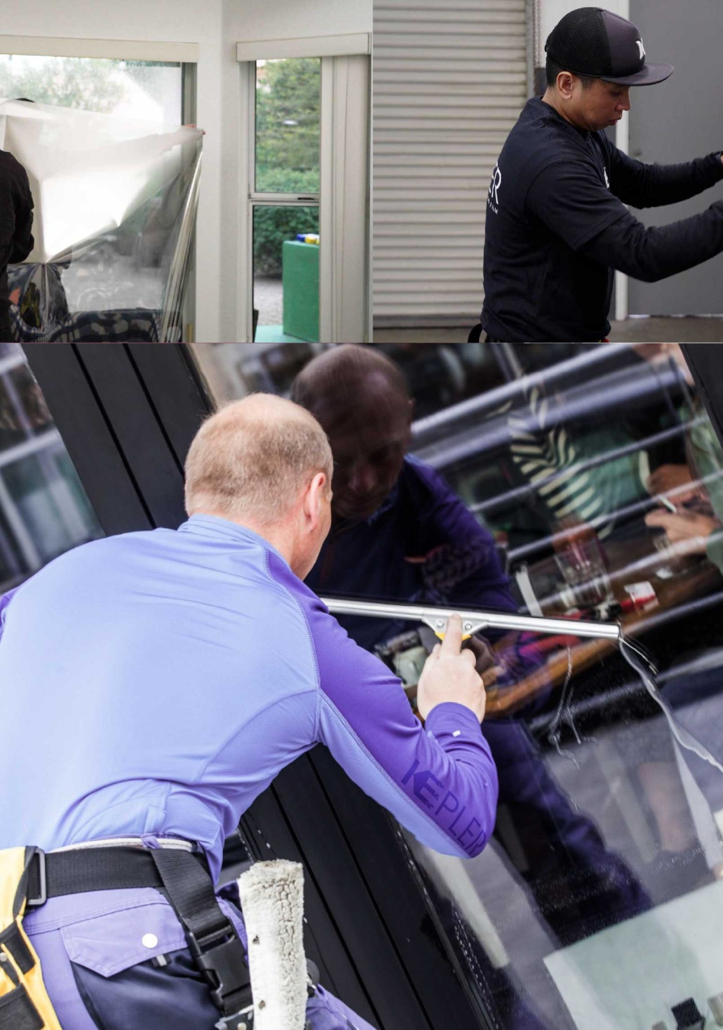 Kepler Skilled Applying Anti-Graffiti Window Film to a Granite Bay Shop Front