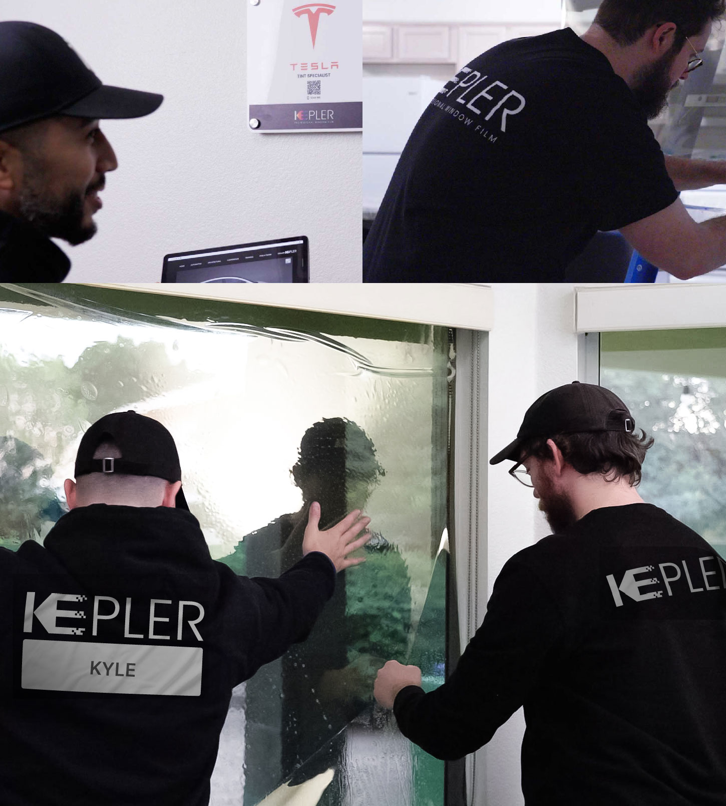 Expert Technician Installing High-tech Window Tint to Home in Kyle