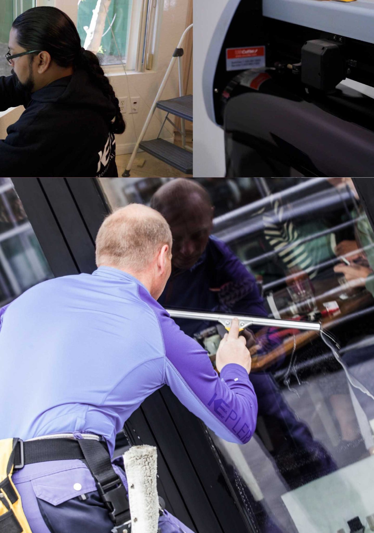 Kepler Professional Applying Anti-Graffiti Window Film to a Oroville Shop Front