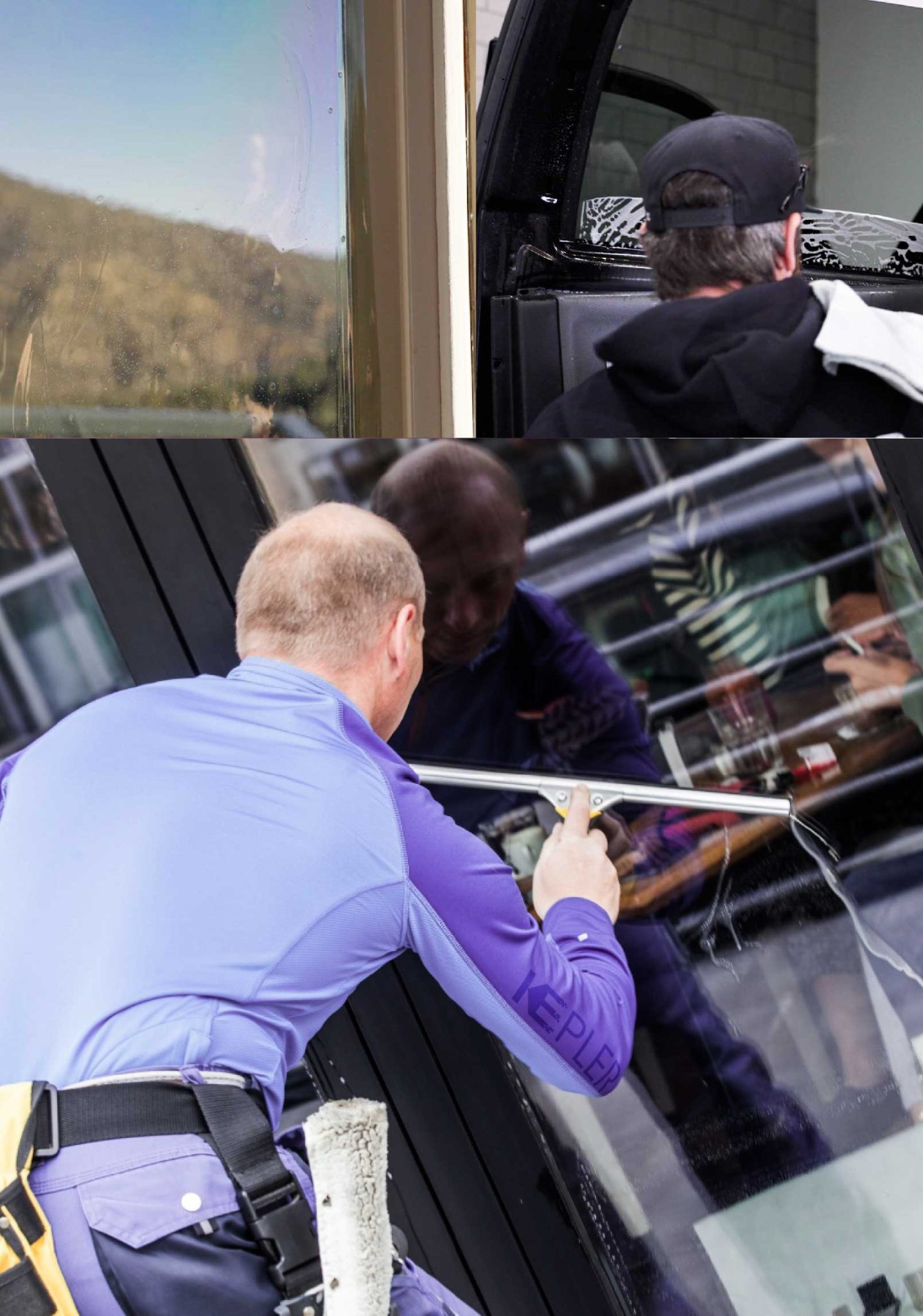 Kepler Skilled Applying Anti-Graffiti Window Film to a Yuba City Shop Front