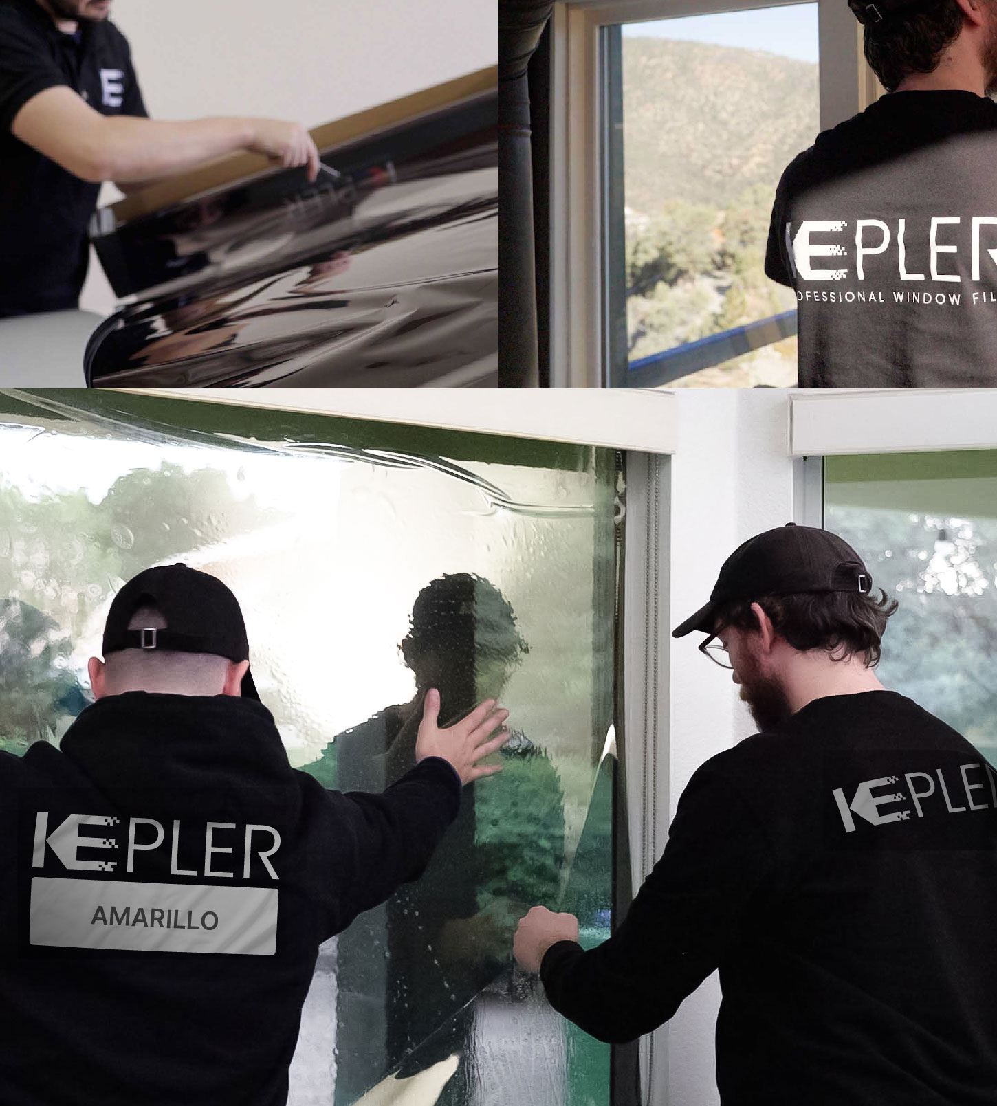Expert Technician Installing Ceramic Window Tint to Home in Amarillo