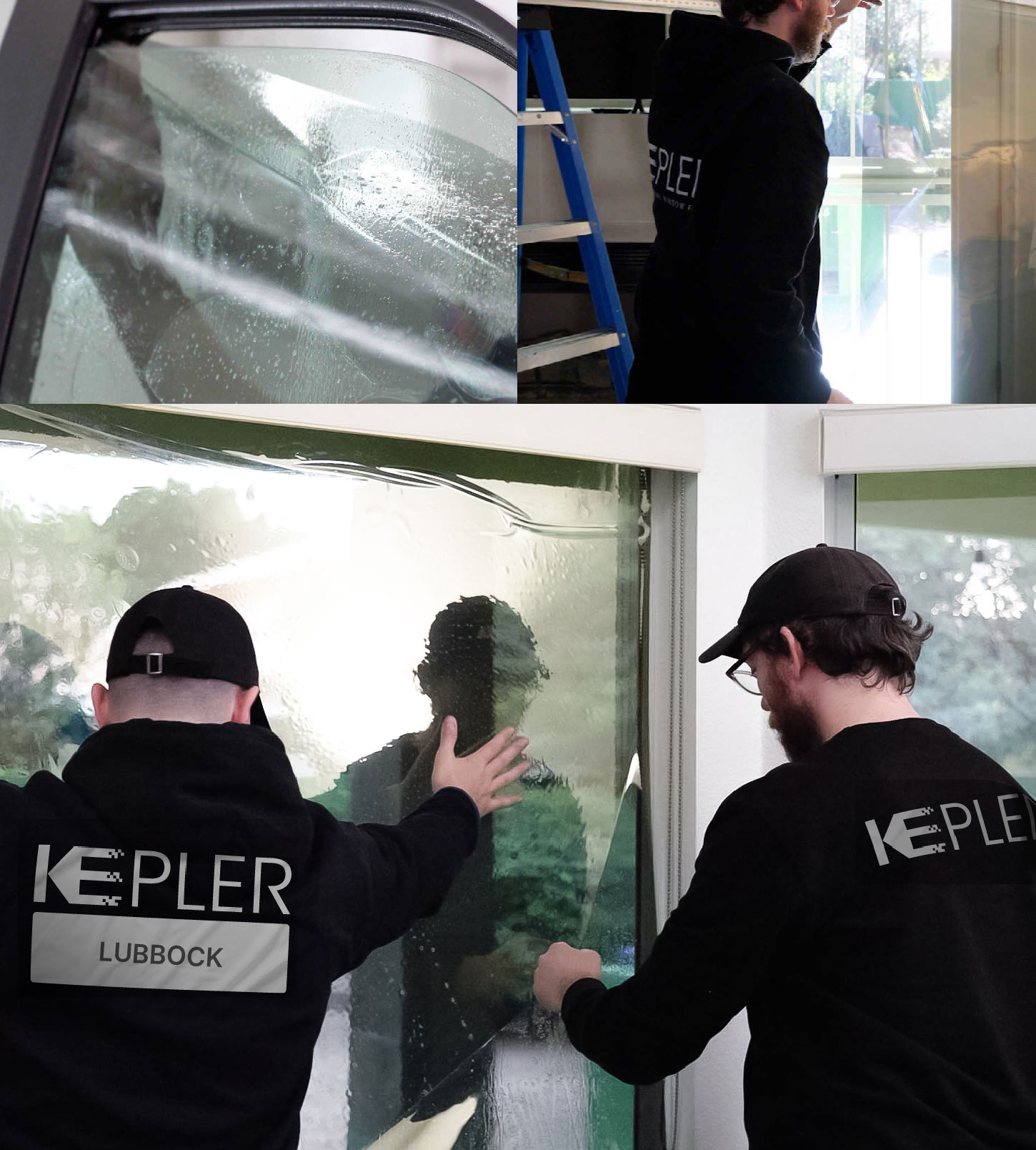 Expert Technician Applying Advanced Window Tint to Home in Lubbock
